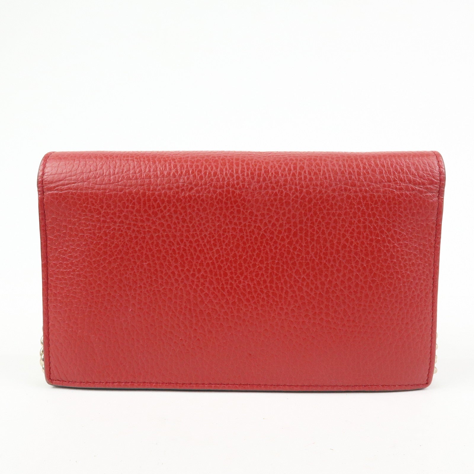 GUCCI Interlocking G Leather Chain Wallet Shoulder Bag Red 510314