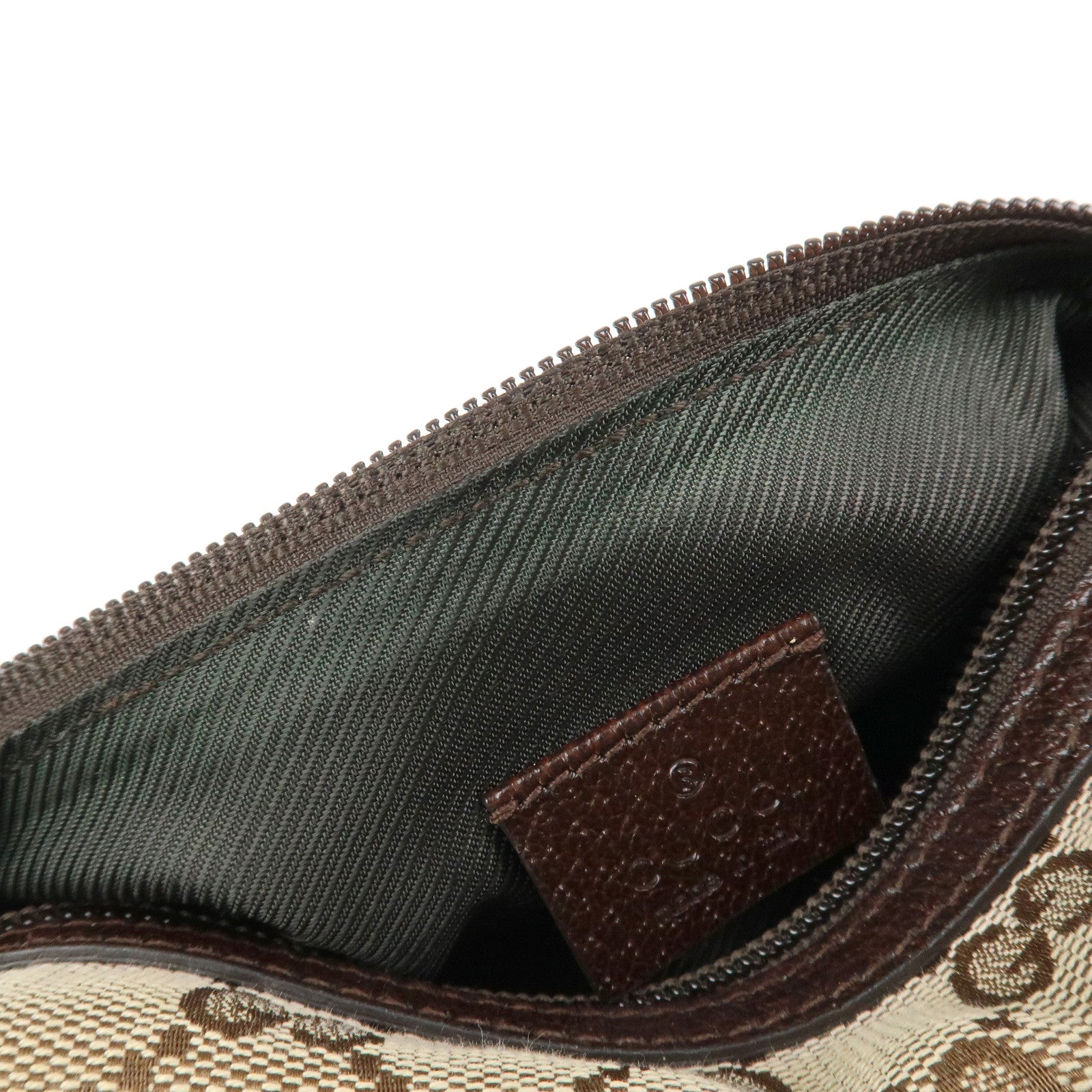 GUCCI GG Monogram Canvas Leather Pouch Cosmetic Case Brown 29596