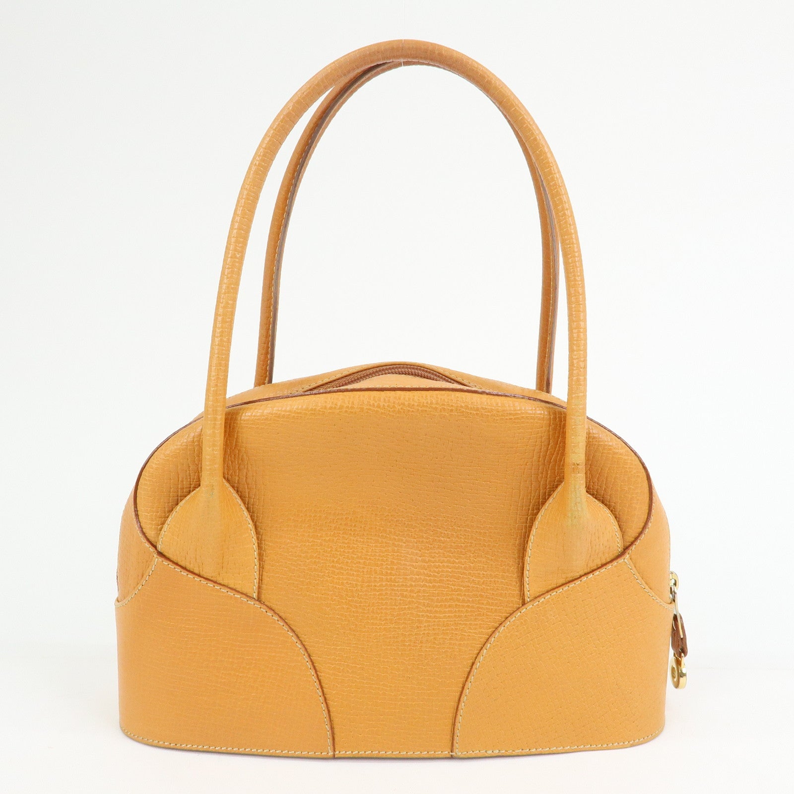 LOEWE Logo Embossed Leather Hand Bag Shoulder Bag Camel
