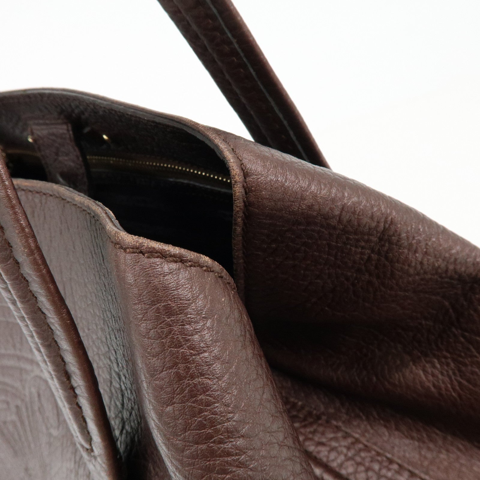 CELINE Triomphe Leather Tote Bag Hand Bag Shoulder Bag Brown