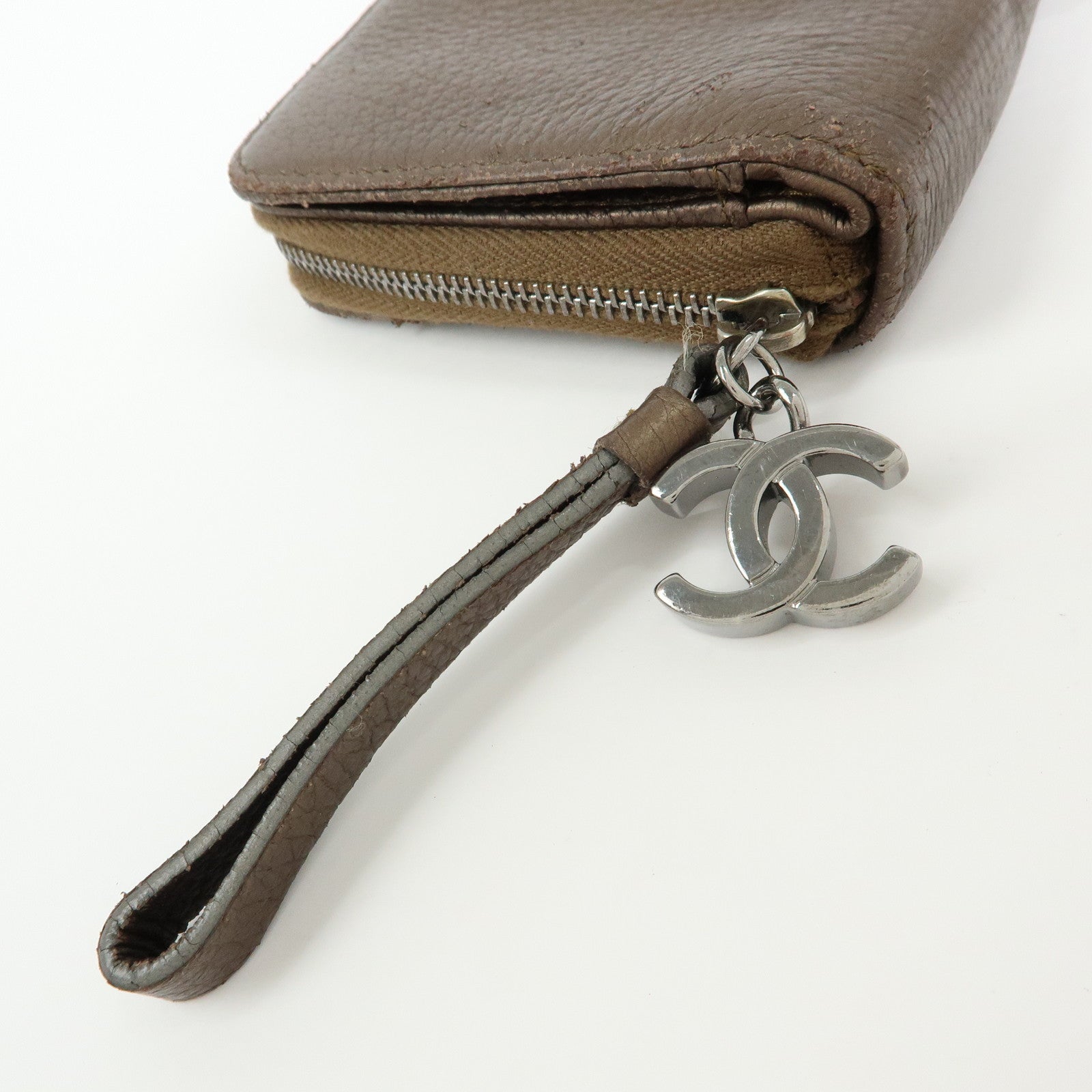 CHANEL COCO Mark Luxury Line Calf Leather Long Wallet Brown