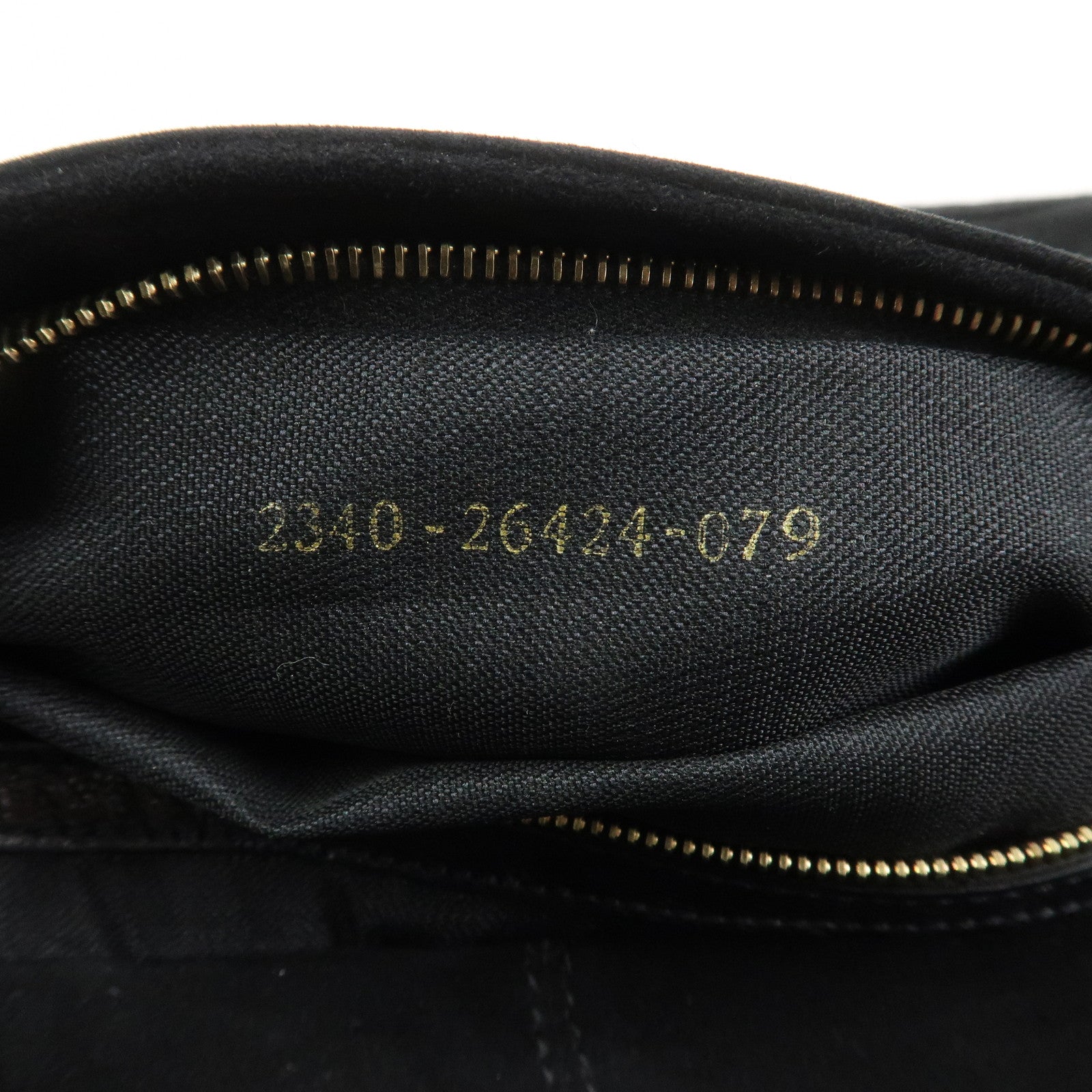 FENDI Mamma Baguette Logo Suede Shoulder Bag Black 26424