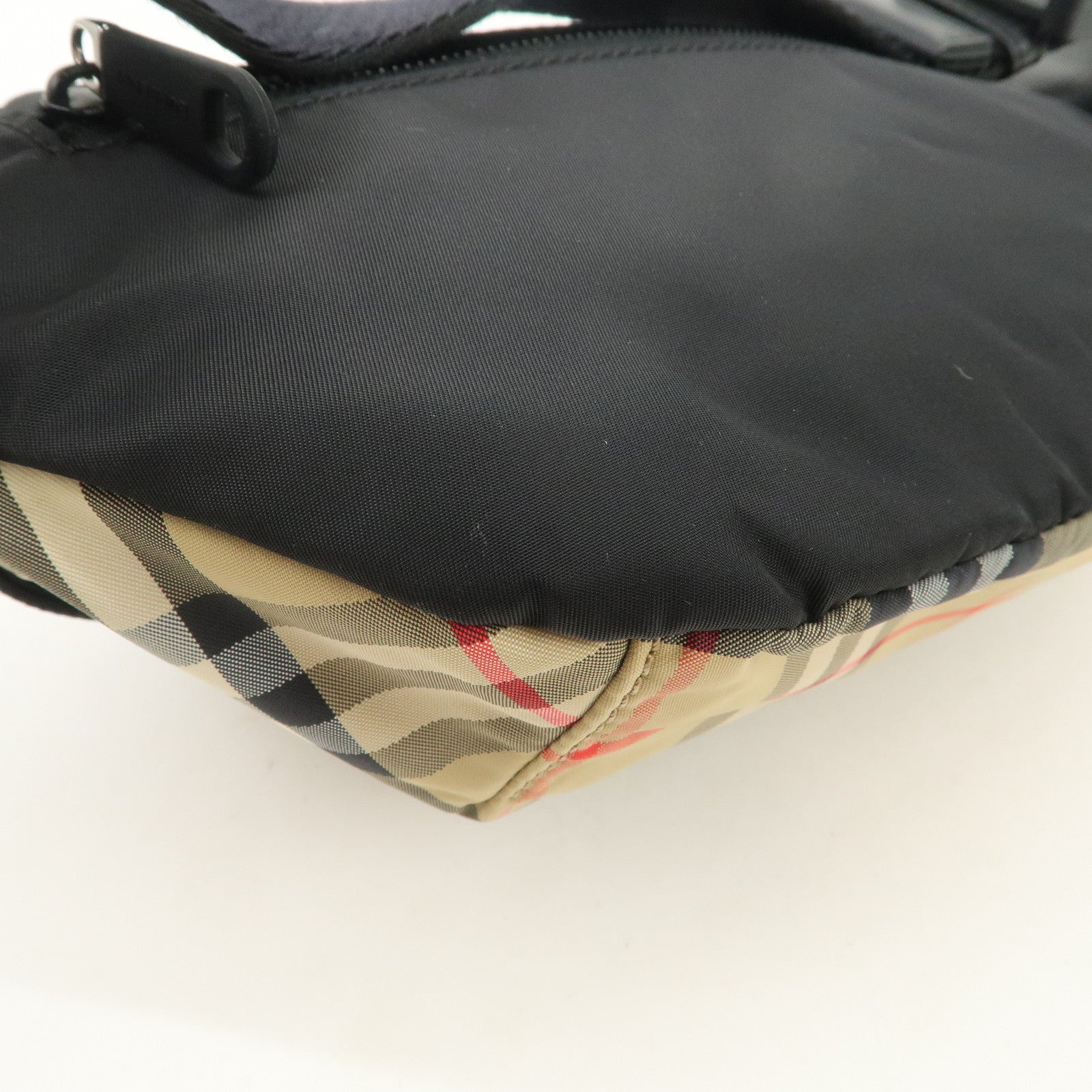 BURBERRY Nova Plaid Nylon Waist Bag Crossbody Bag Black Beige