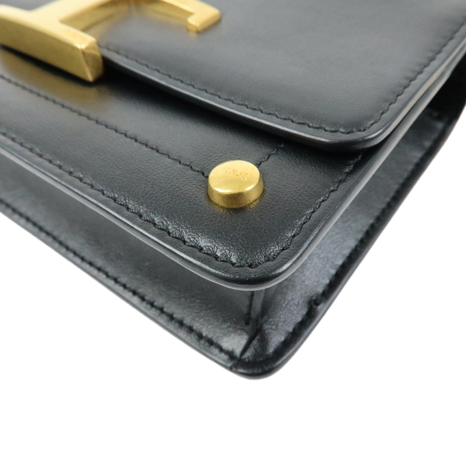 TOD'S T Timeless Leather 3Way Bag Shoulder Bag Hand Bag Black