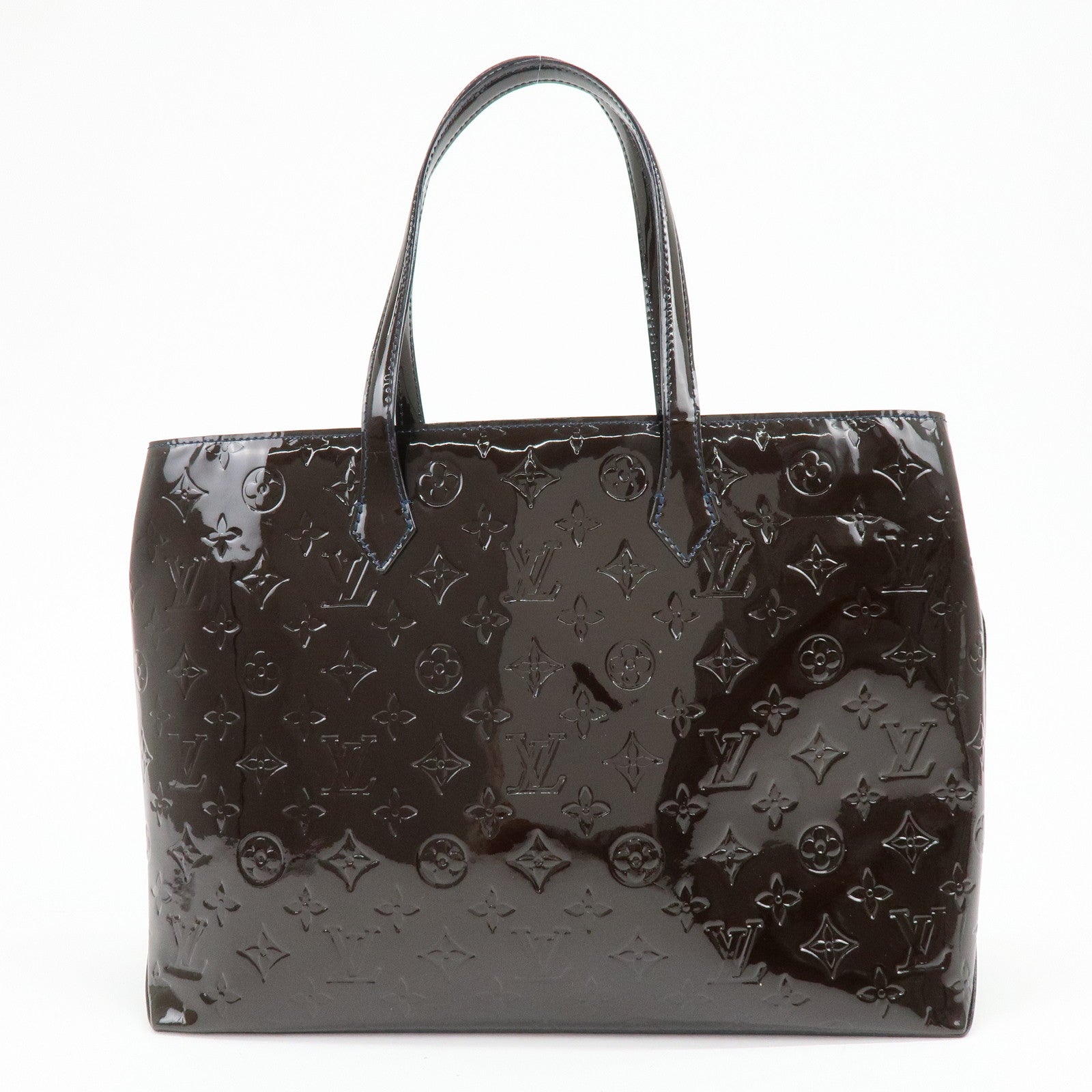 Louis Vuitton Monogram Vernis Wilshire GM Tote Bag Bleu Nuit M91442
