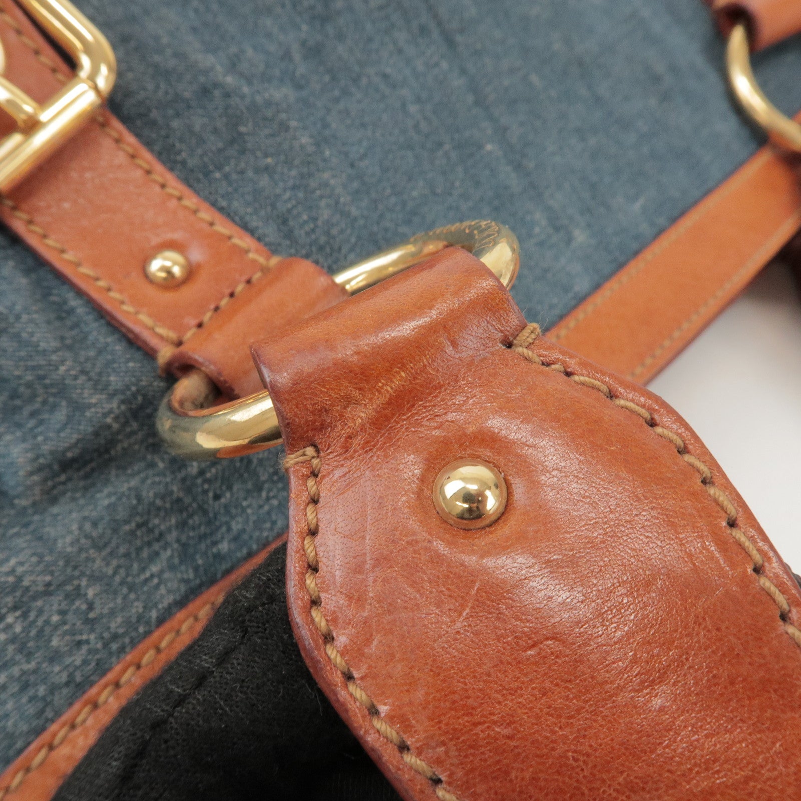 Dolce&Gabbana Denim Leather Tote Bag Shoulder Bag Denim Brown