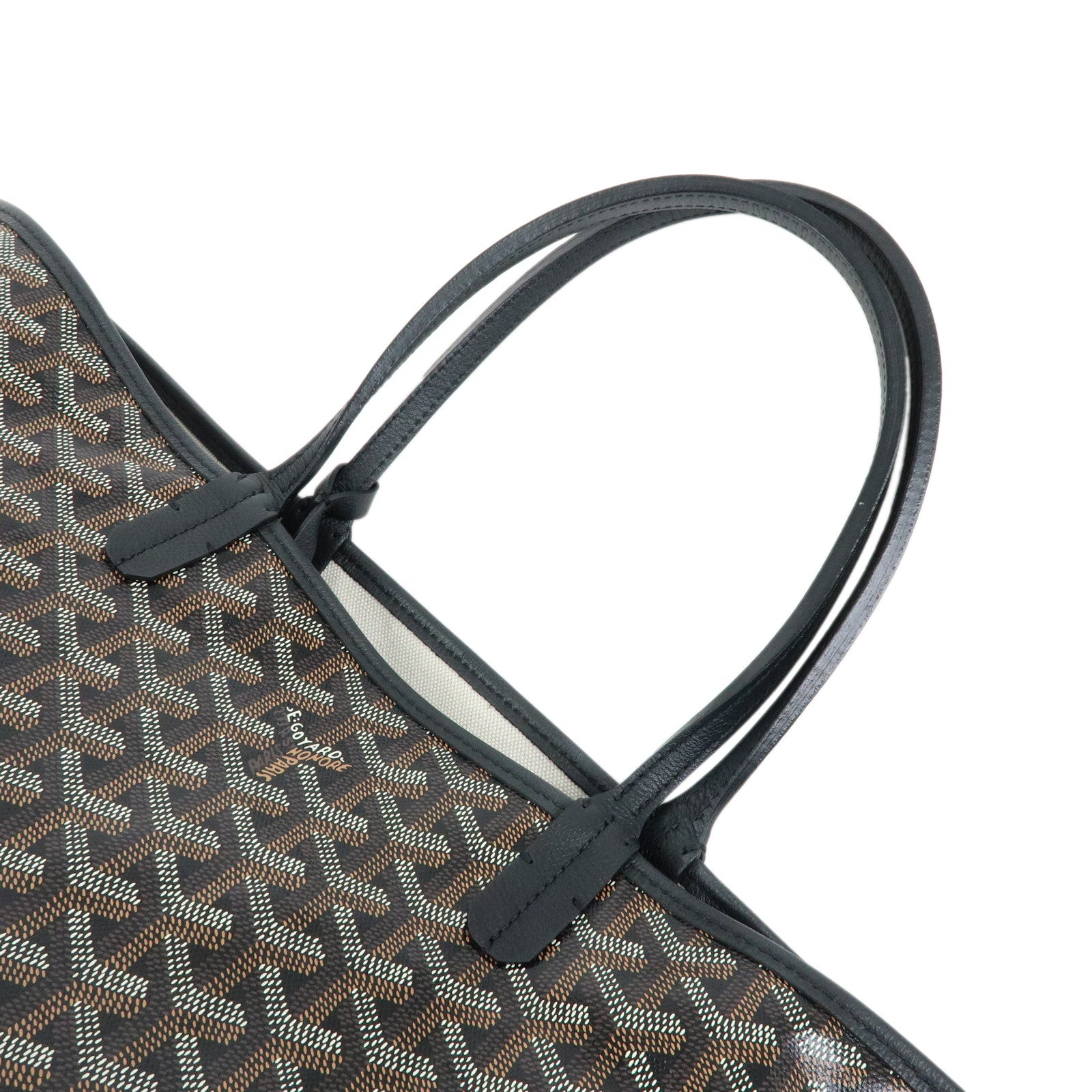 GOYARD Saint Louis PM PVC Leather Tote Bag Hand Bag Black Brown