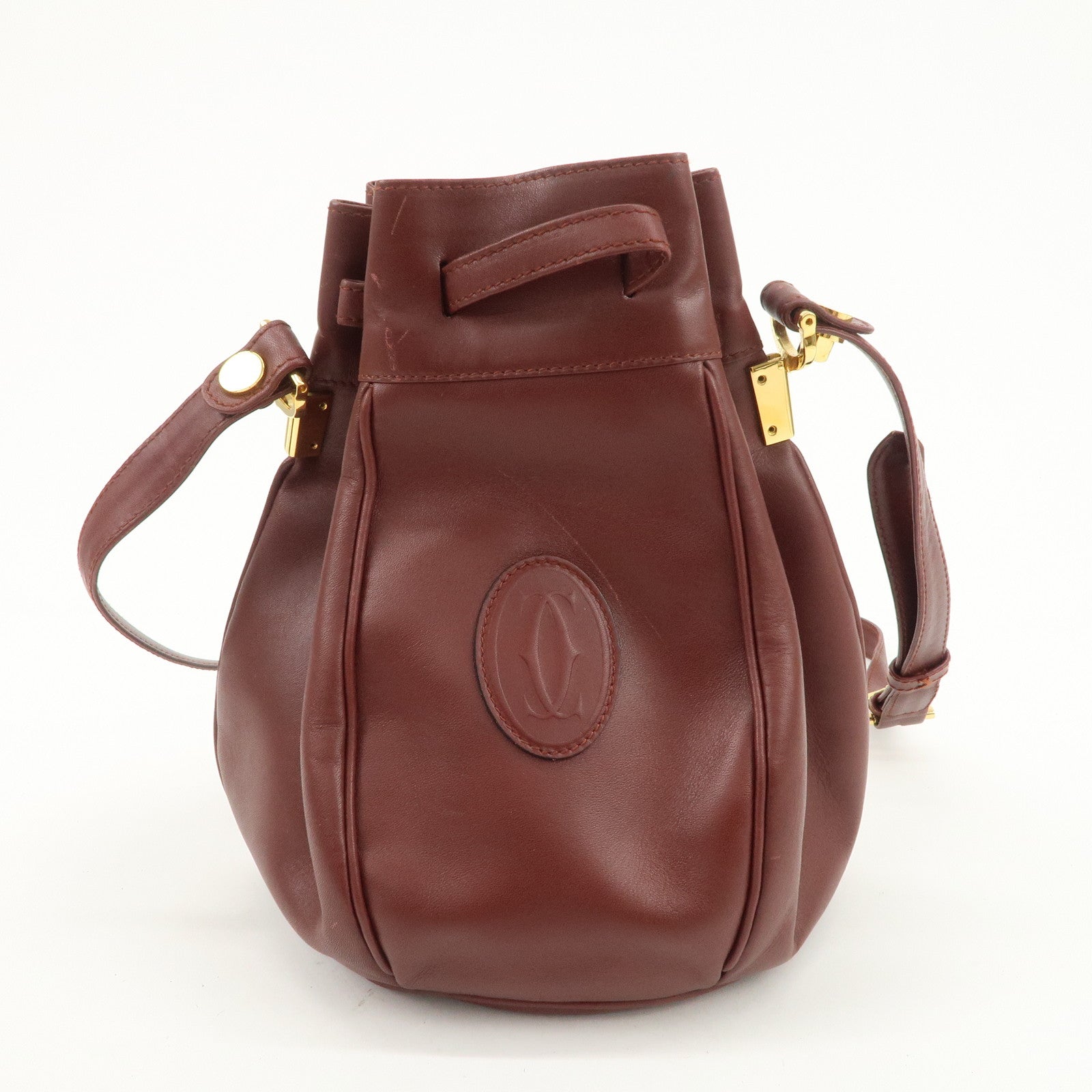 Cartier Must de Cartier Calf Leather Shoulder Bag Burgundy