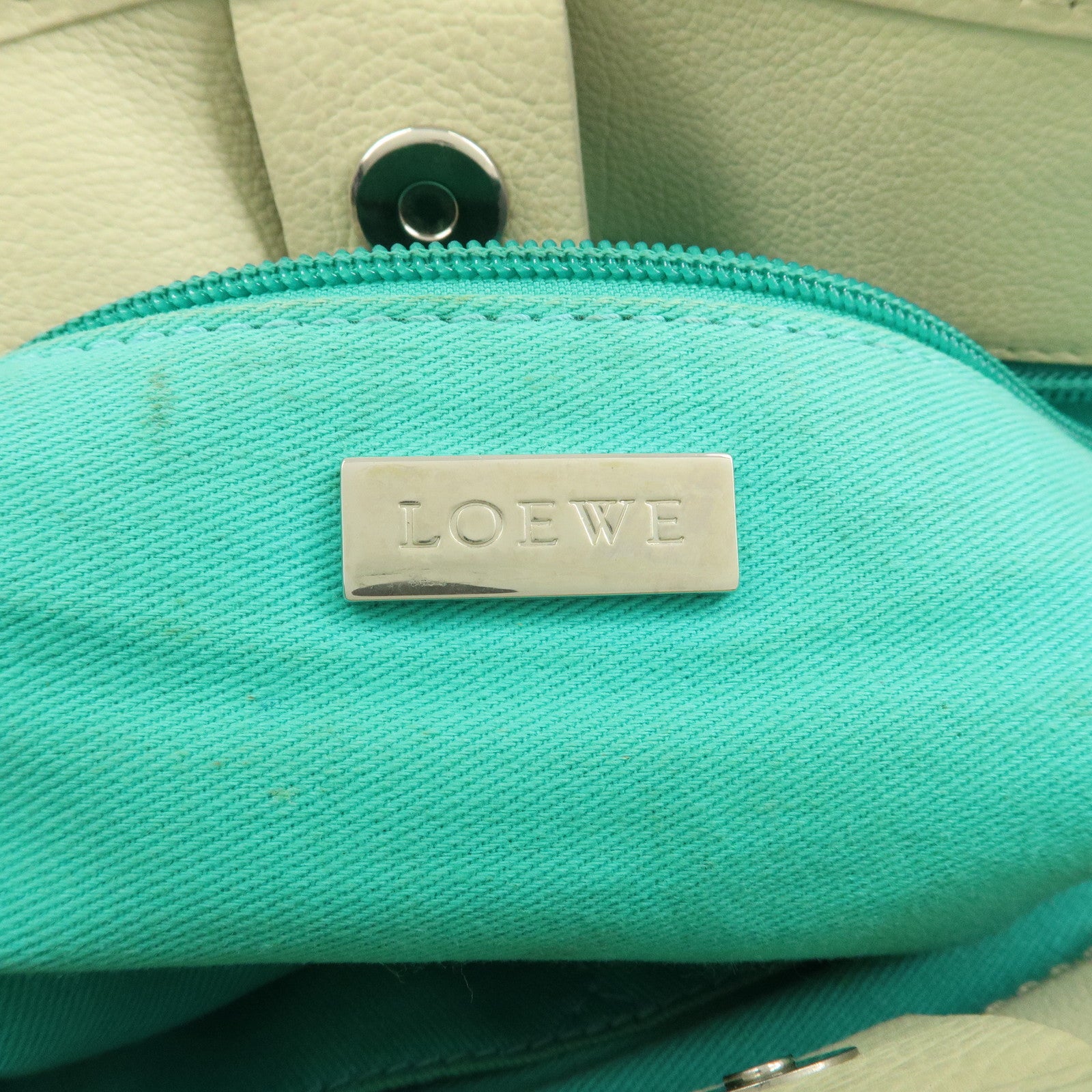 LOEWE Anagram Leather Tote Bag Hand Bag Ivory