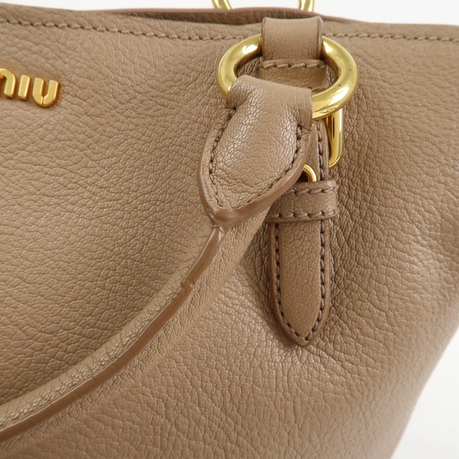MIU MIU Madras Leather 2Way Shoulder Bag Hand Bag Pink Beige RN0886