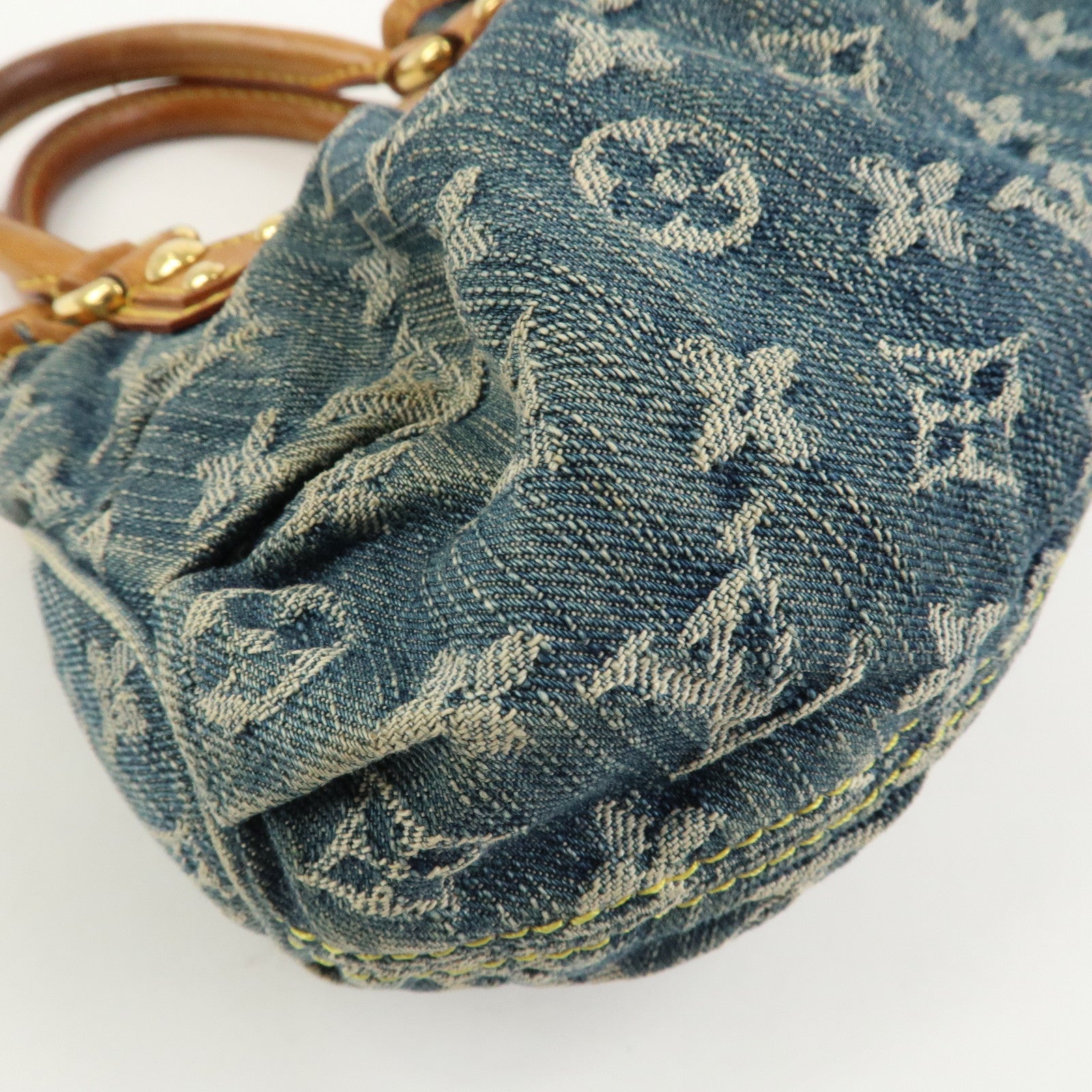 Louis Vuitton Monogram Denim Pleaty Hand Bag Blue M95020