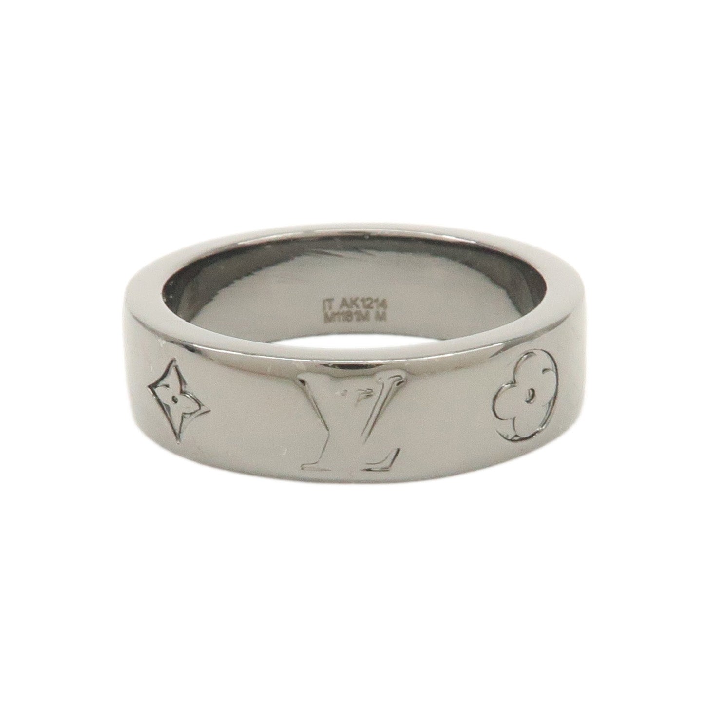 Louis Vuitton Monogram Mosaic Thin Ring Metal M Black Silver M1181