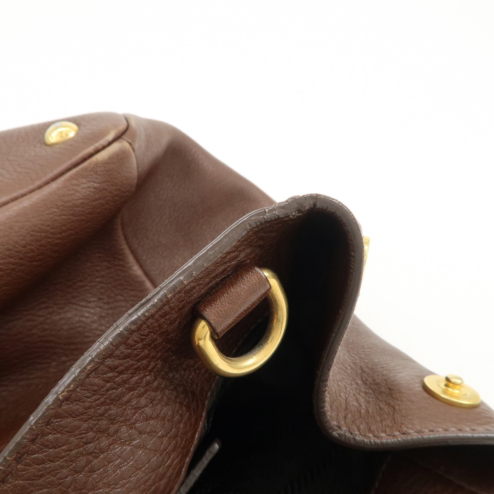 PRADA Vitello Daino Leather 2Way Shoulder Bag Tote Bag Brown BR4393