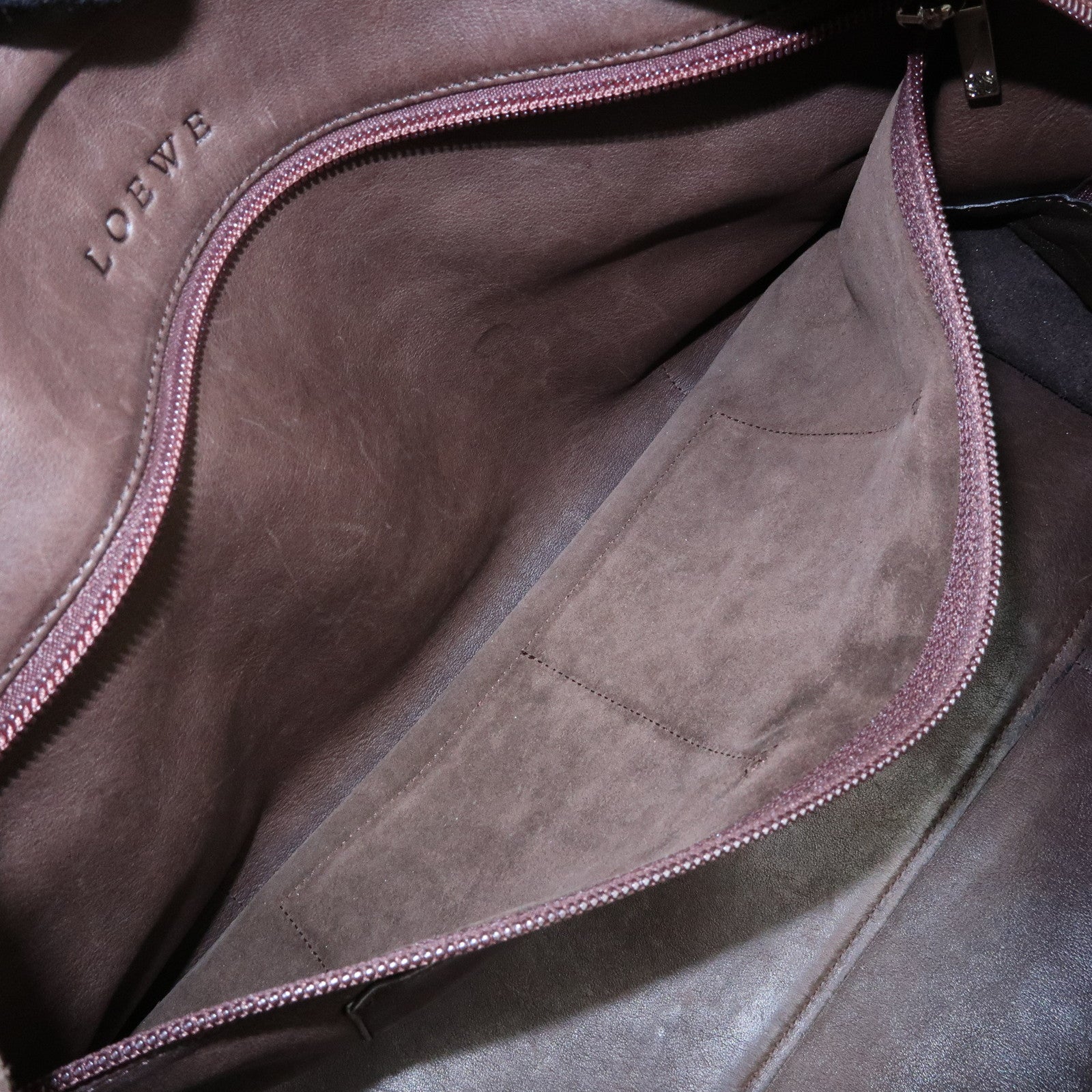 LOEWE Anagram Amazona36 Suede Leather Hand Bag Boston Bag Brown