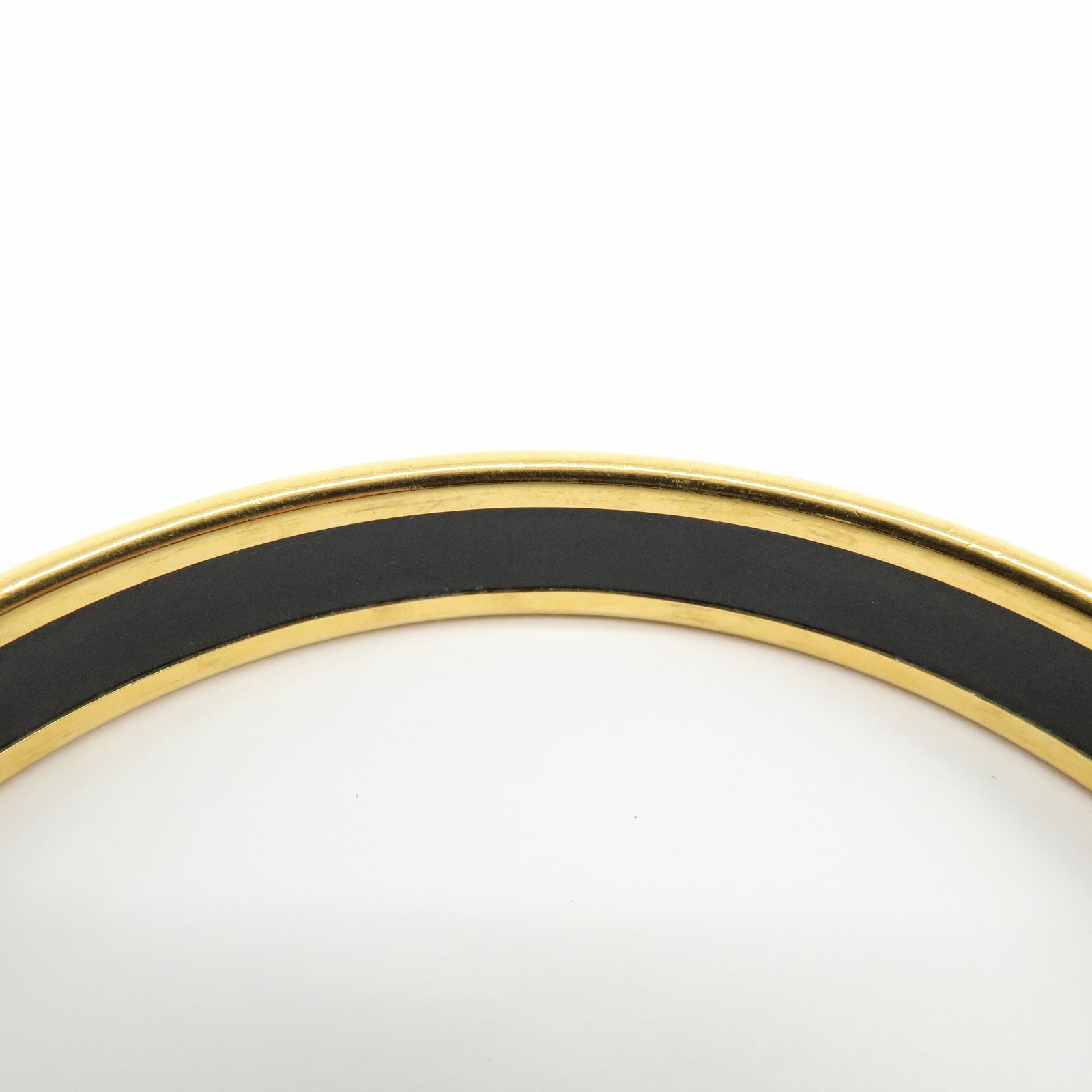 HERMES Email PM Gold Plated Bangle Bracelet Dark Navy Multicolor