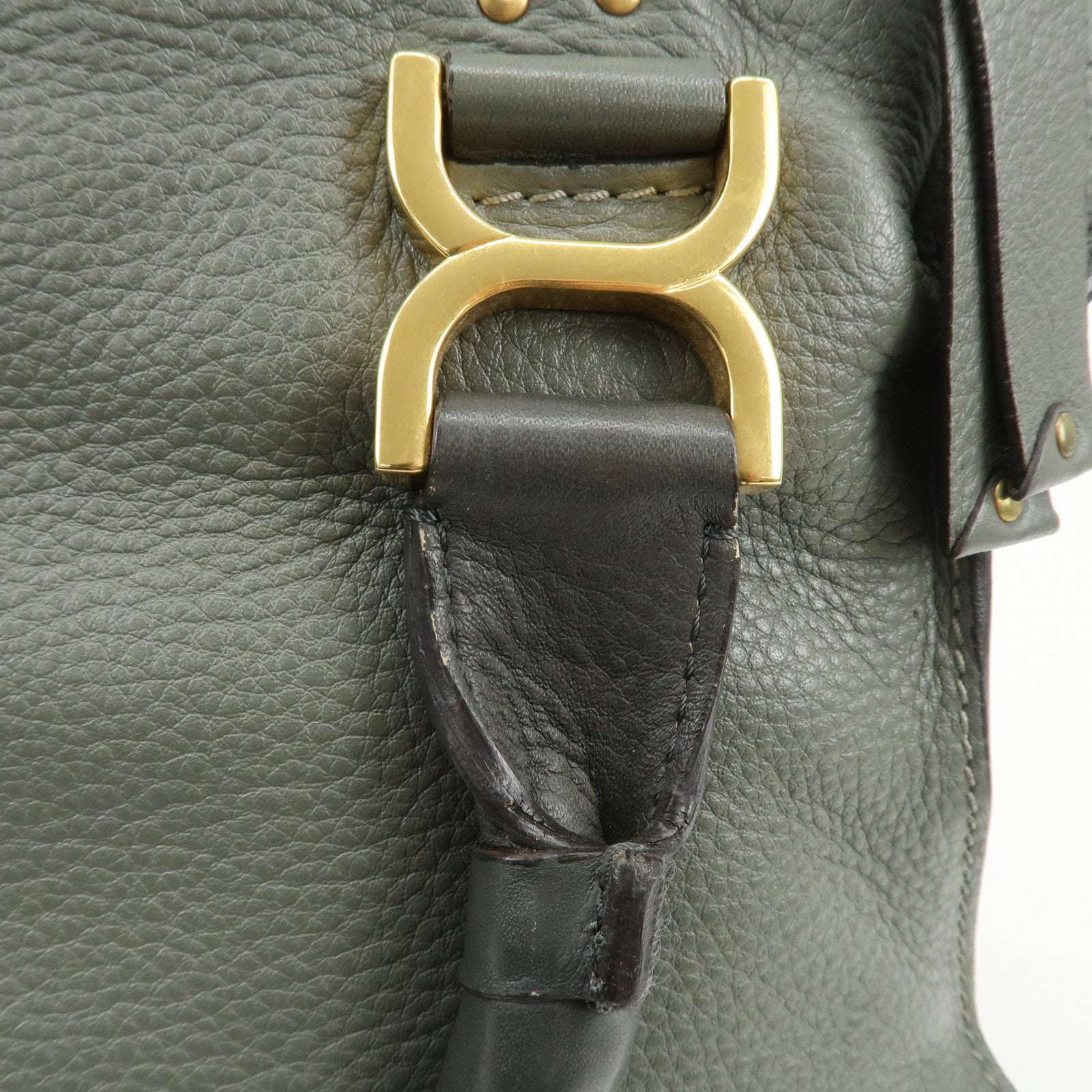 Chloe Marcie Leather Tote Bag Shoulder Bag Hand Bag Gray