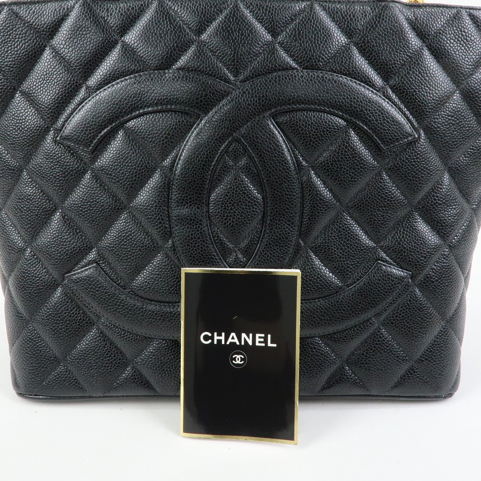 CHANEL Matelasse COCO Mark Medallion Tote Bag Hand Bag Black A01804
