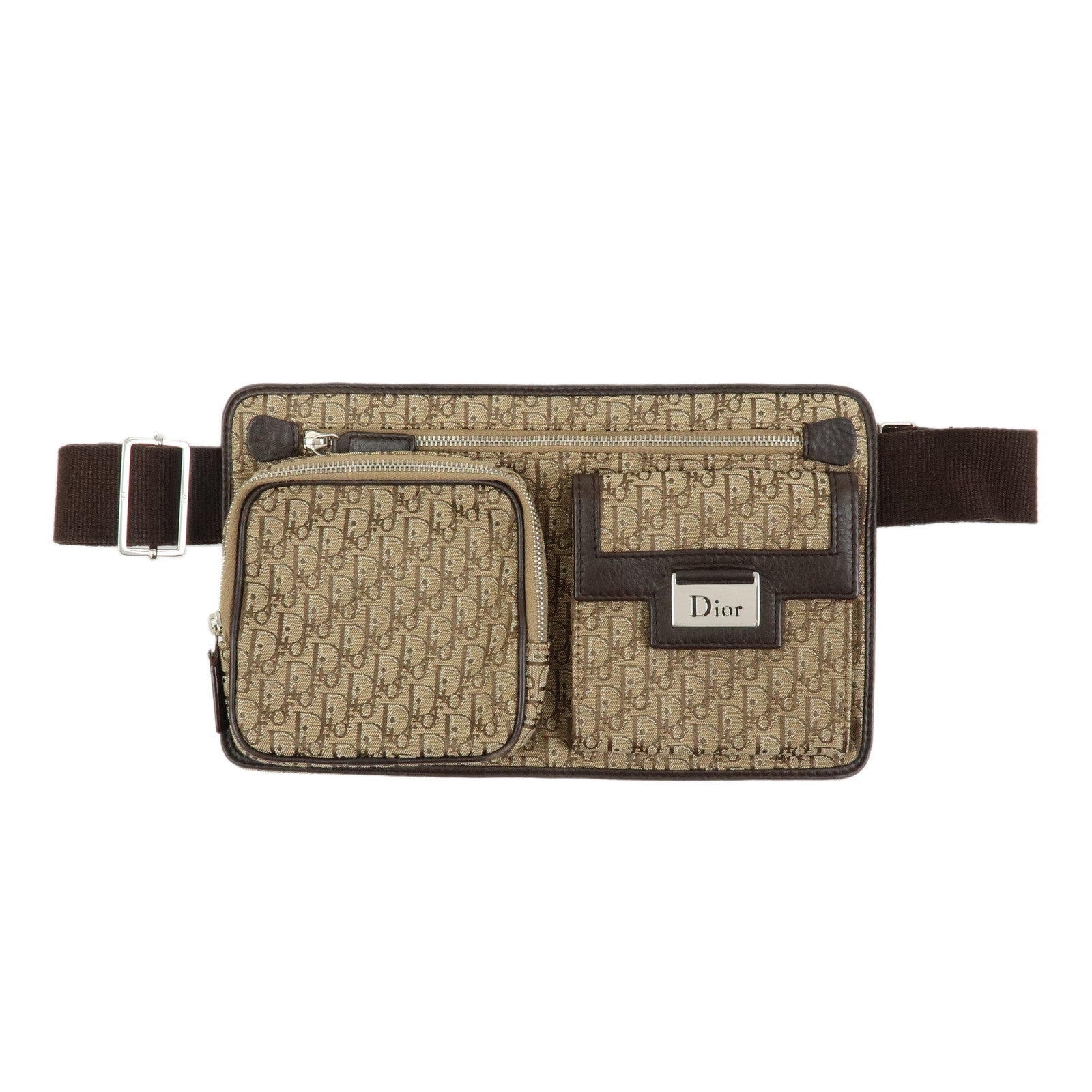 Christian Dior Trotter Street Chic Canvas Leather Waist Bag Brown