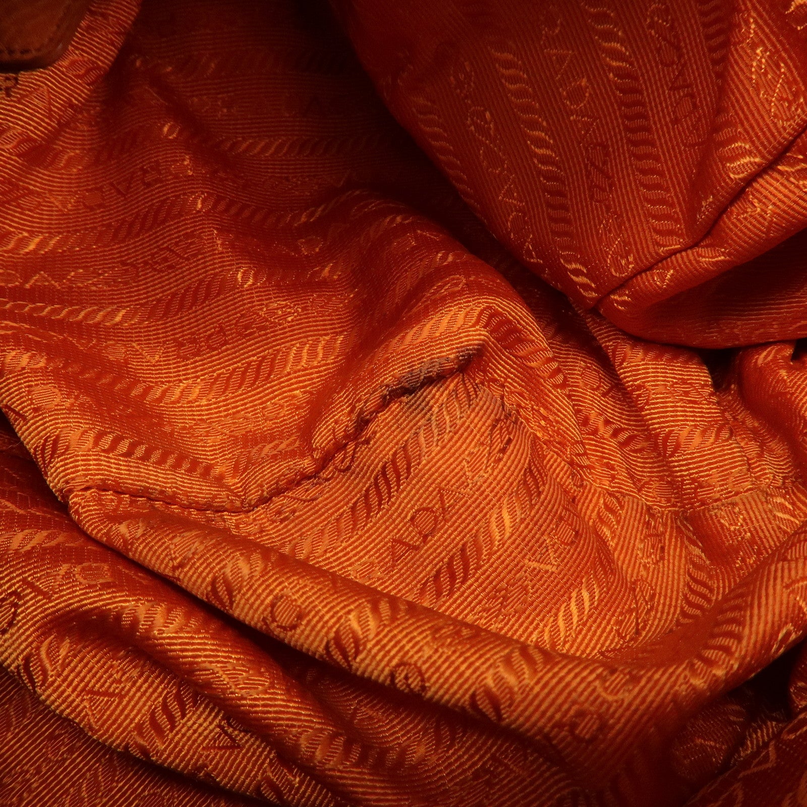 PRADA Logo Leather Shoulder Bag Tote Bag Hand Bag Orange BR4829