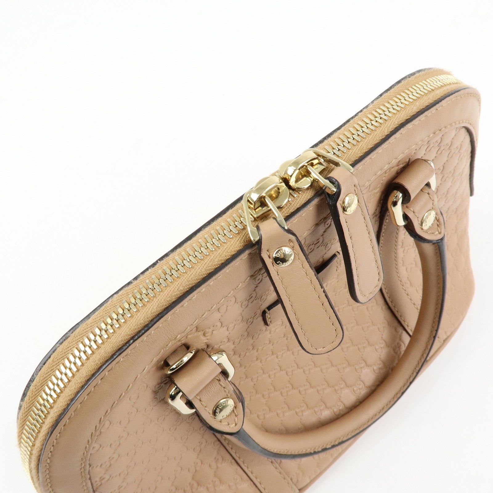 GUCCI Microguccissima Leather 2Way Bag Hand Bag Beige 449654