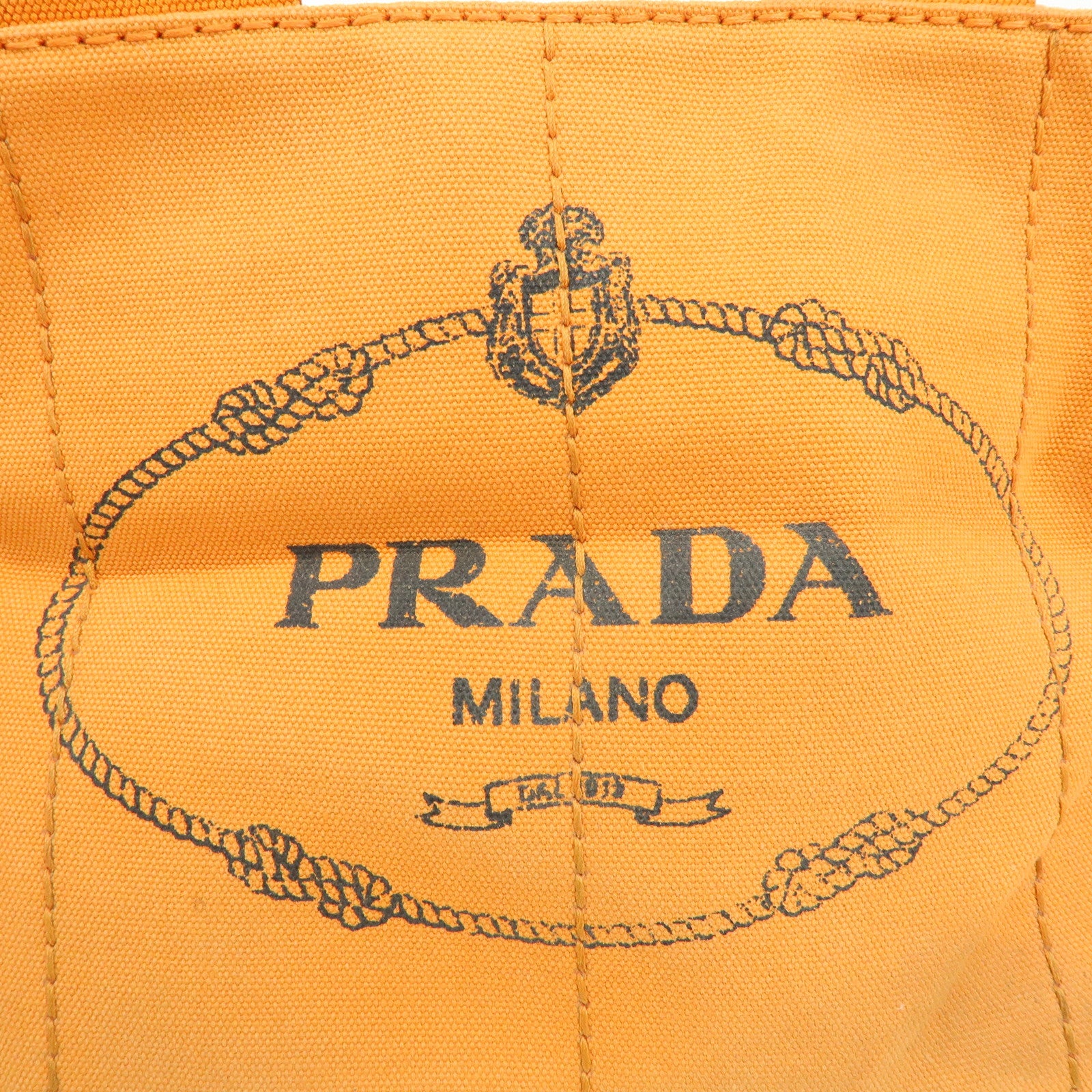PRADA Canapa Canvas Tote Bag Hand Bag M Size Orange BN1877