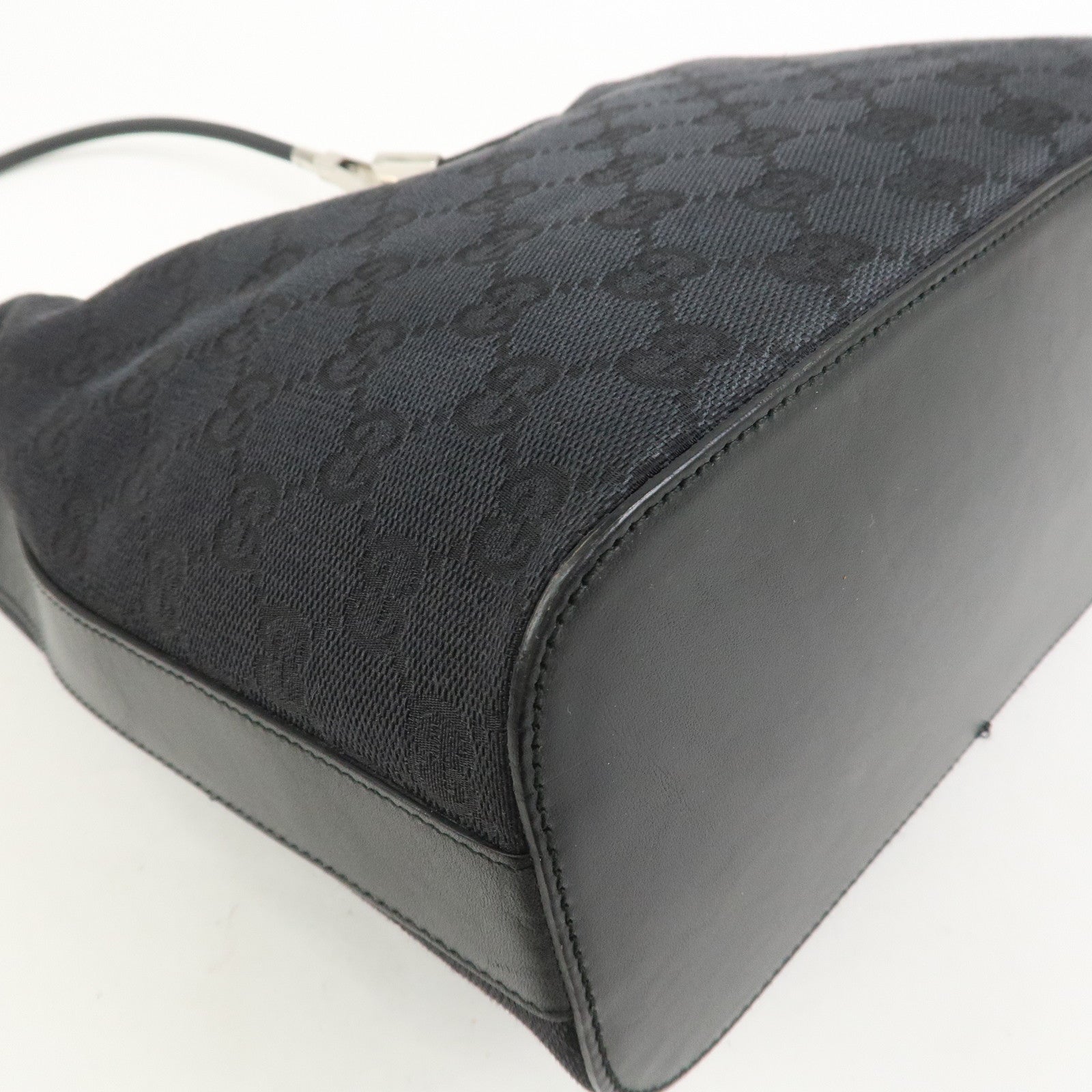 GUCCI Logo GG Canvas Leather Shoulder Bag Hand Bag Black 001.3814