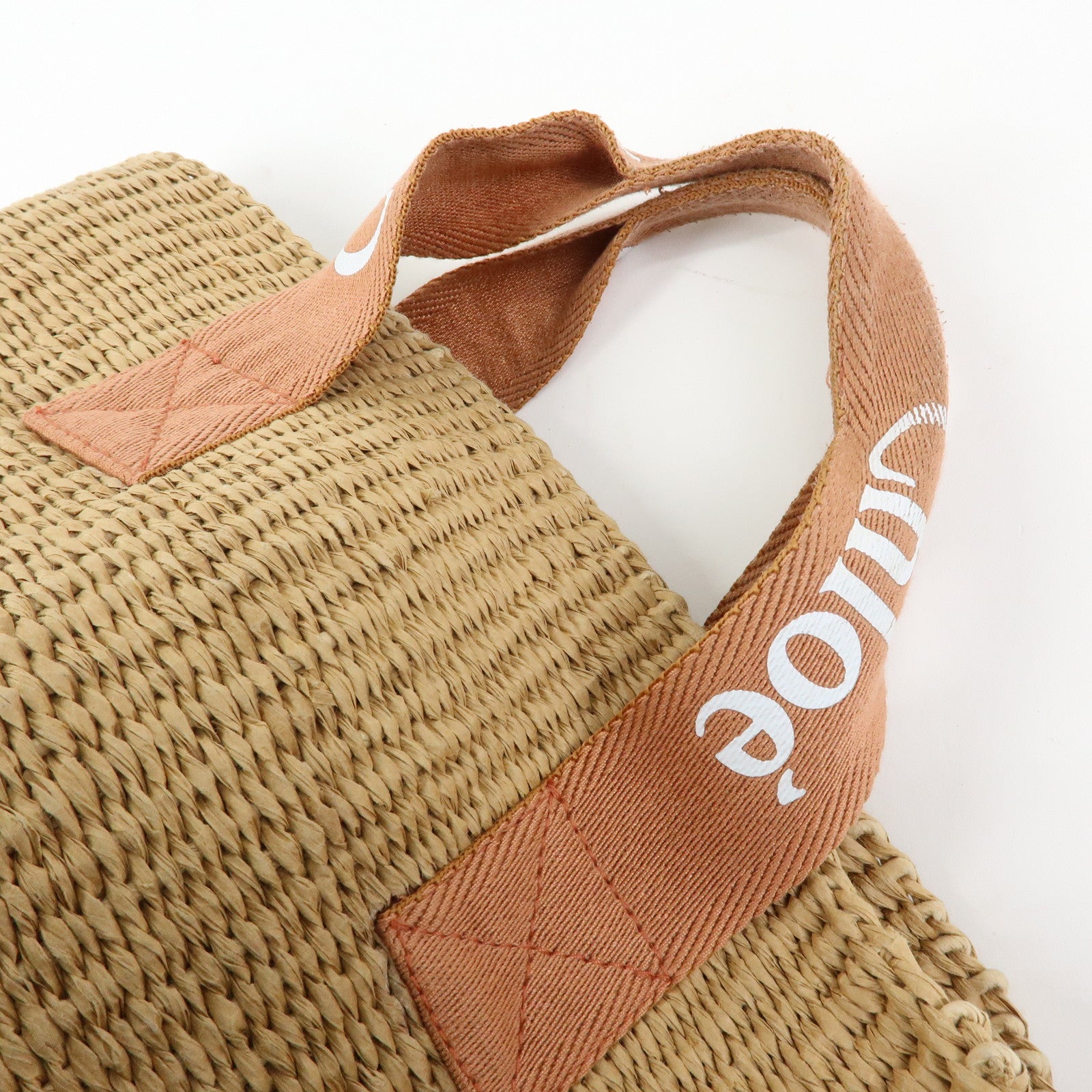 Chloe Mifuko Raffia Canvas Hand Bag Tote Bag Natural Beige
