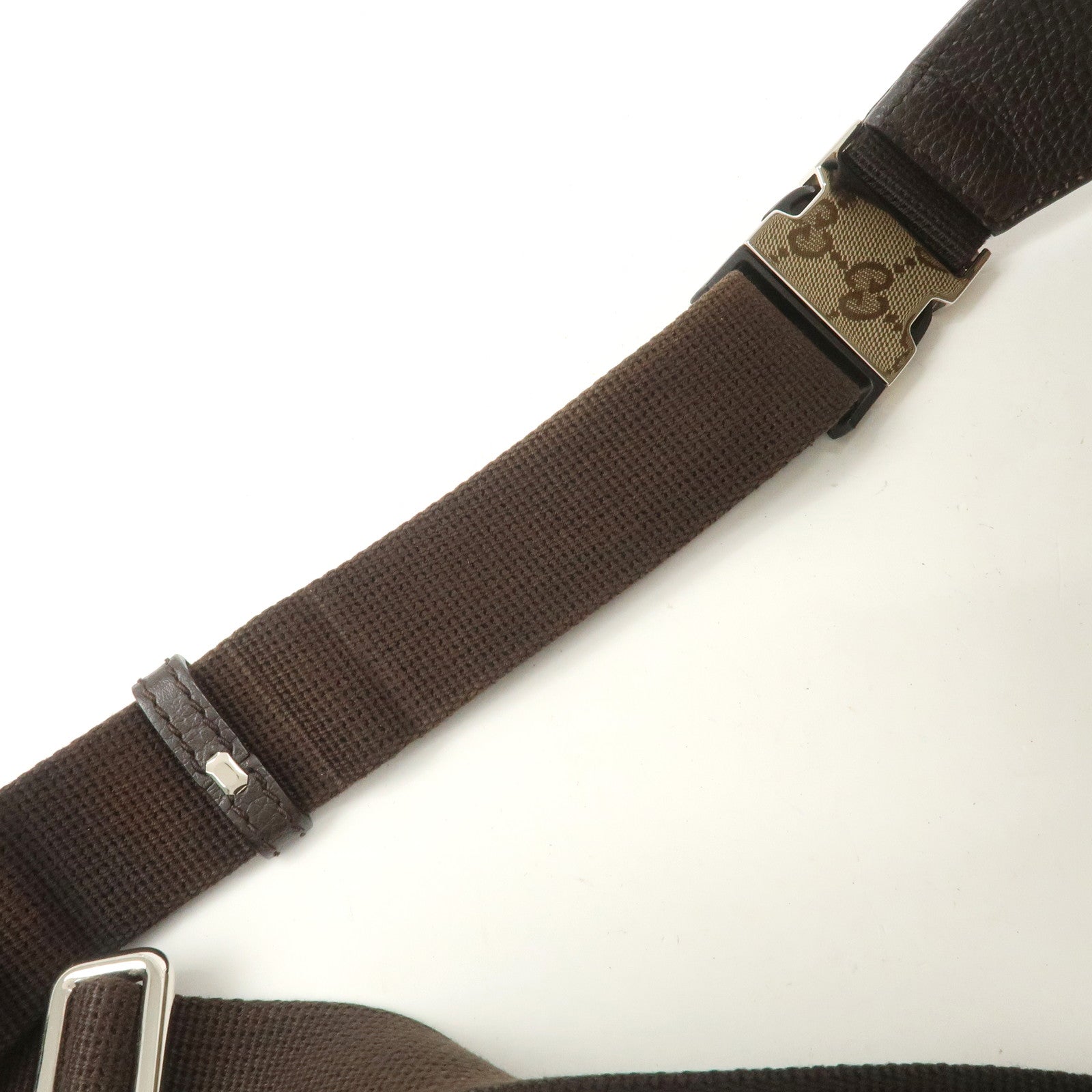 GUCCI GG Canvas Leather Waist Bag Crossbody Bag Beige Brown 449174