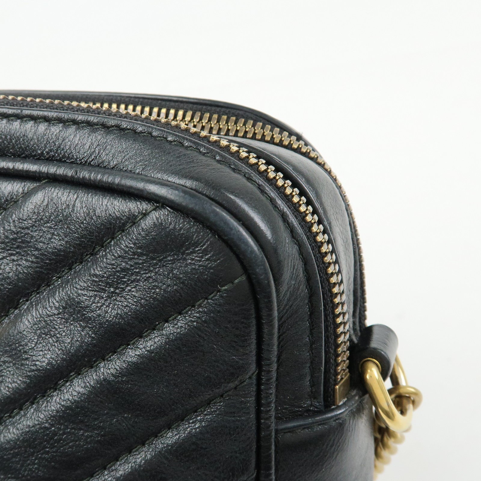 GUCCI GG Marmont Leather Chain Shoulder Crossbody Bag Black 550155