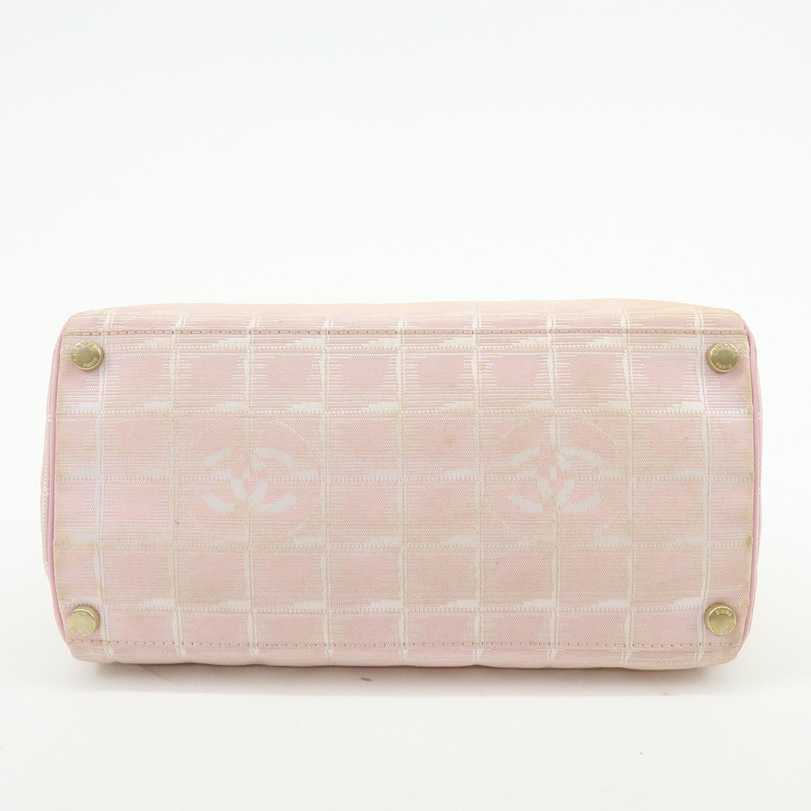 CHANEL New Travel Line Nylon Jacquard Leather Tote Bag Pink