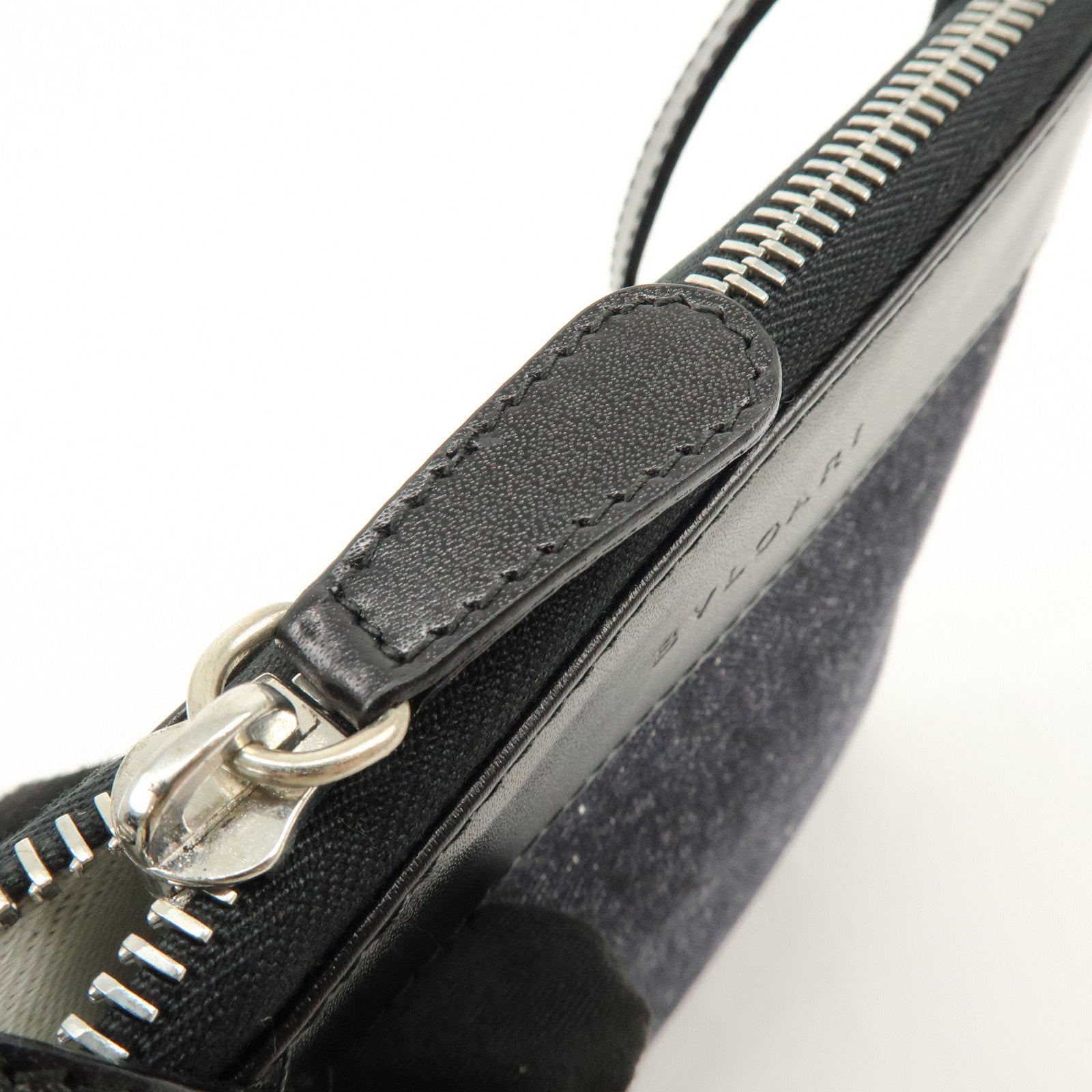 BVLGARI Logo Mania Denim Leather Shoulder Bag Crossbody Bag Black