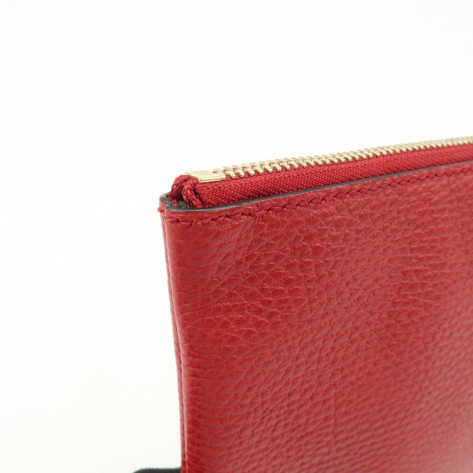 GUCCI Bamboo Leather Clutch Bag Pouch Red 449652