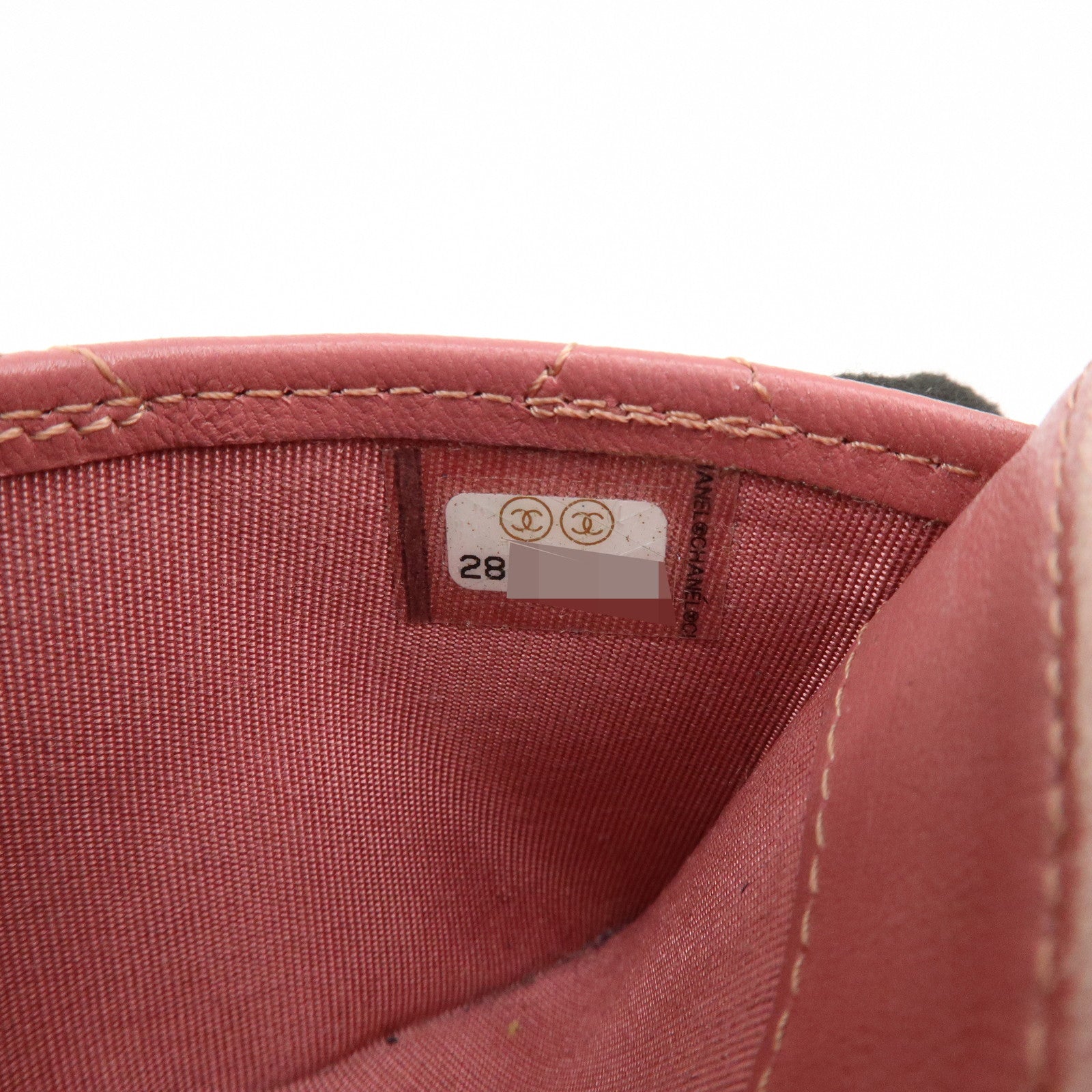CHANEL Matelasse COCO Mark Lamb Skin Classic Card Case Pink AP0213