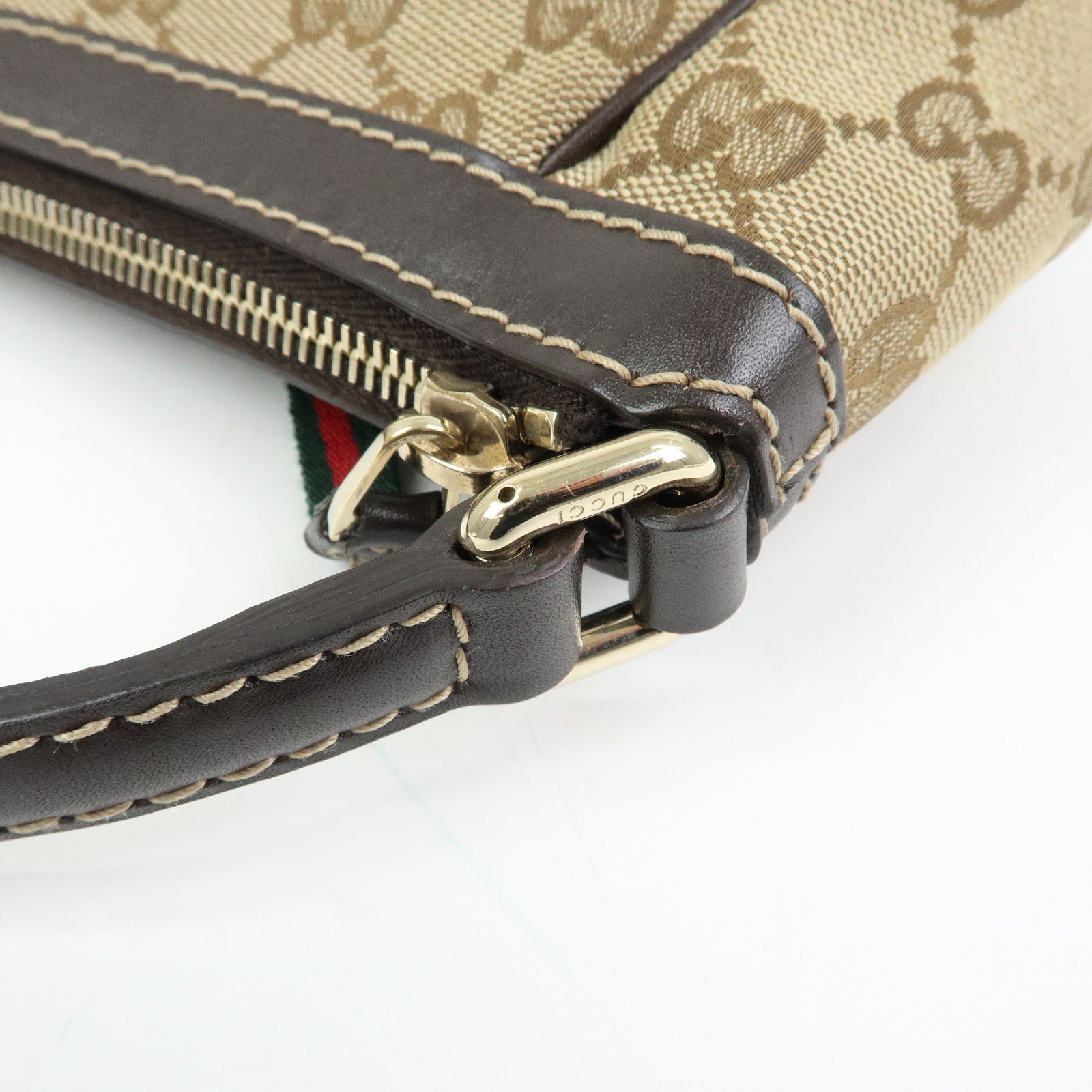 GUCCI Mayfair Sherry GG Canvas Leather Shoulder Bag Beige 269893