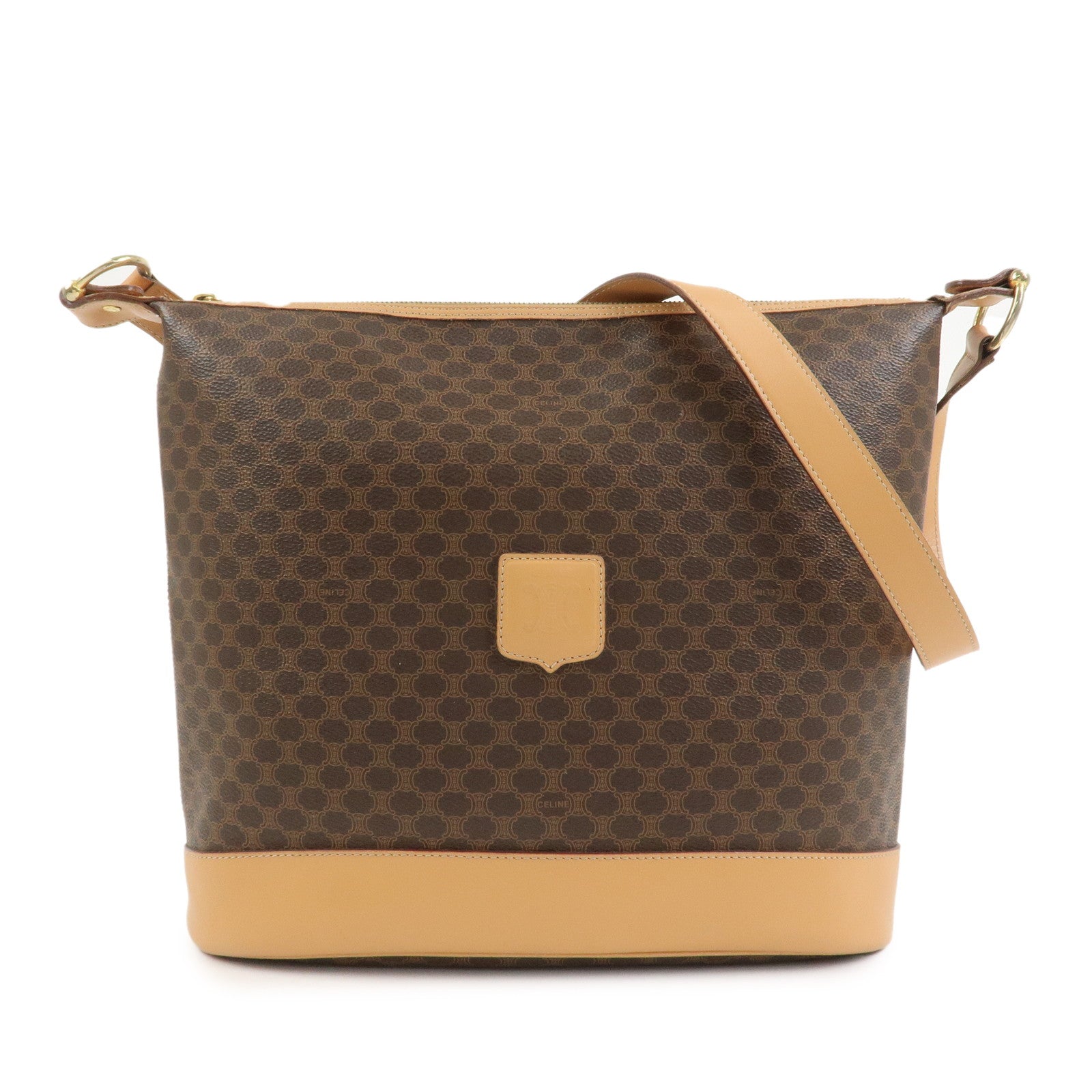 CELINE Macadam PVC Leather Shoulder Bag Hand Bag Brown