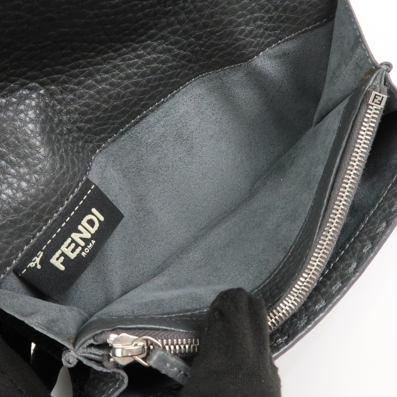 FENDI Seleria Leather Peekaboo Long Wallet Gray 8M0308