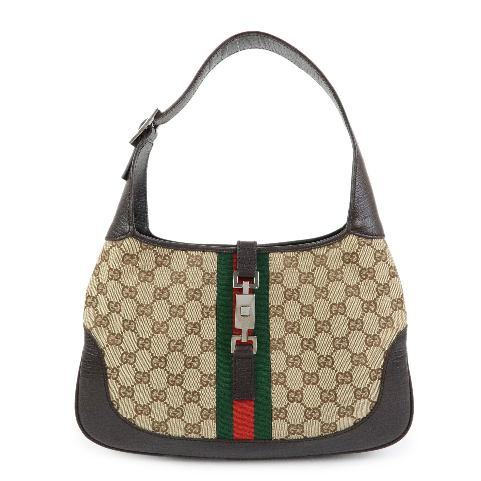 GUCCI Sherry Jackie GG Canvas Leather Shoulder Bag Hand Bag 00963
