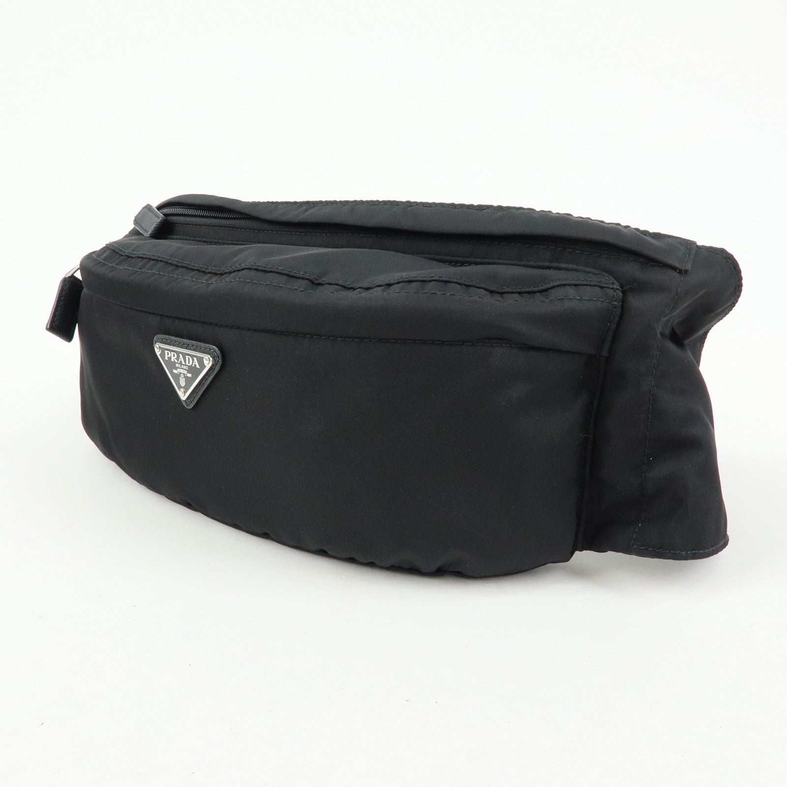 PRADA Triangle Logo Nylon Saffino Leather Waist Bag Body Bag 2VL132