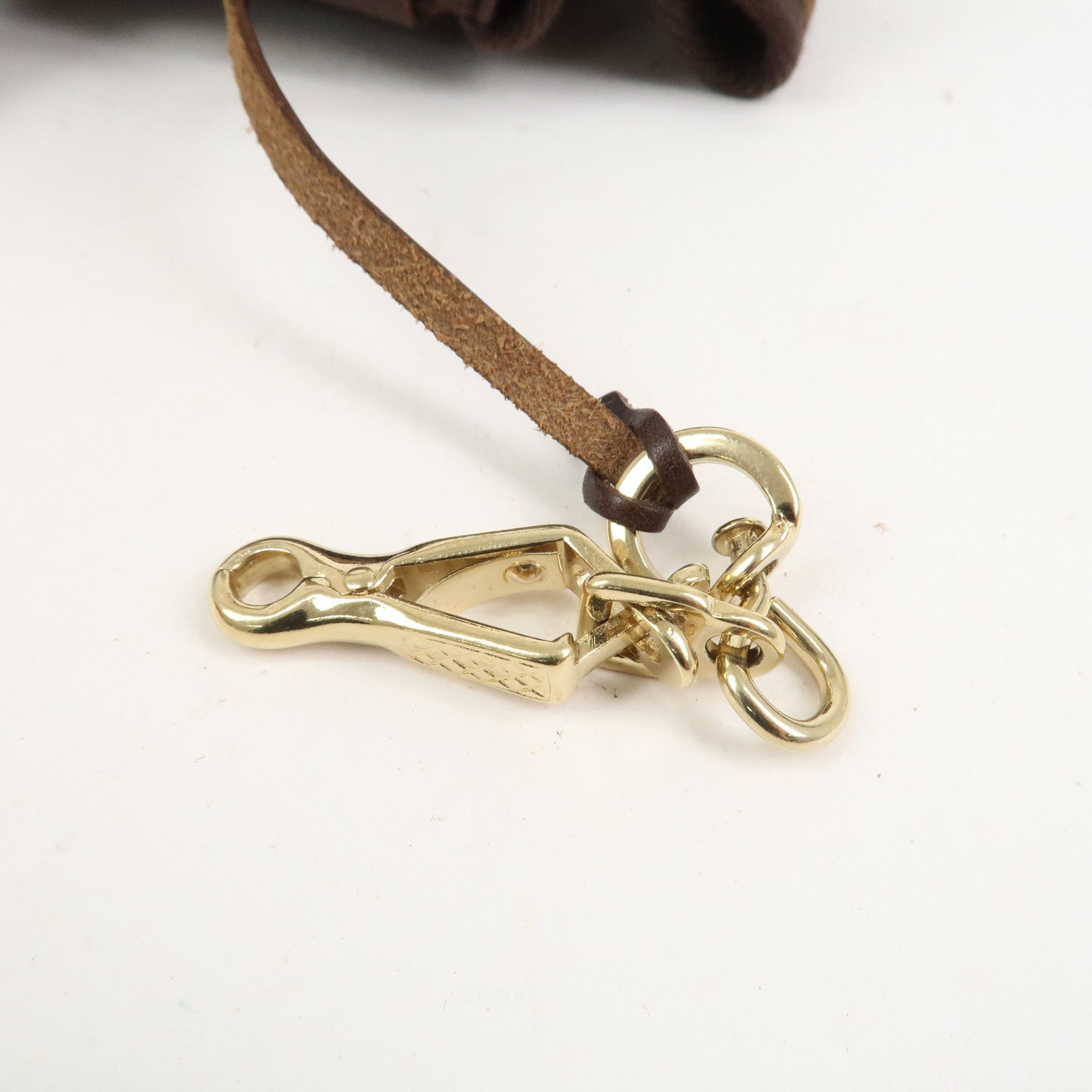 HERMES Cabas PM Airline Toile Officier Leather Shoulder Bag Brown