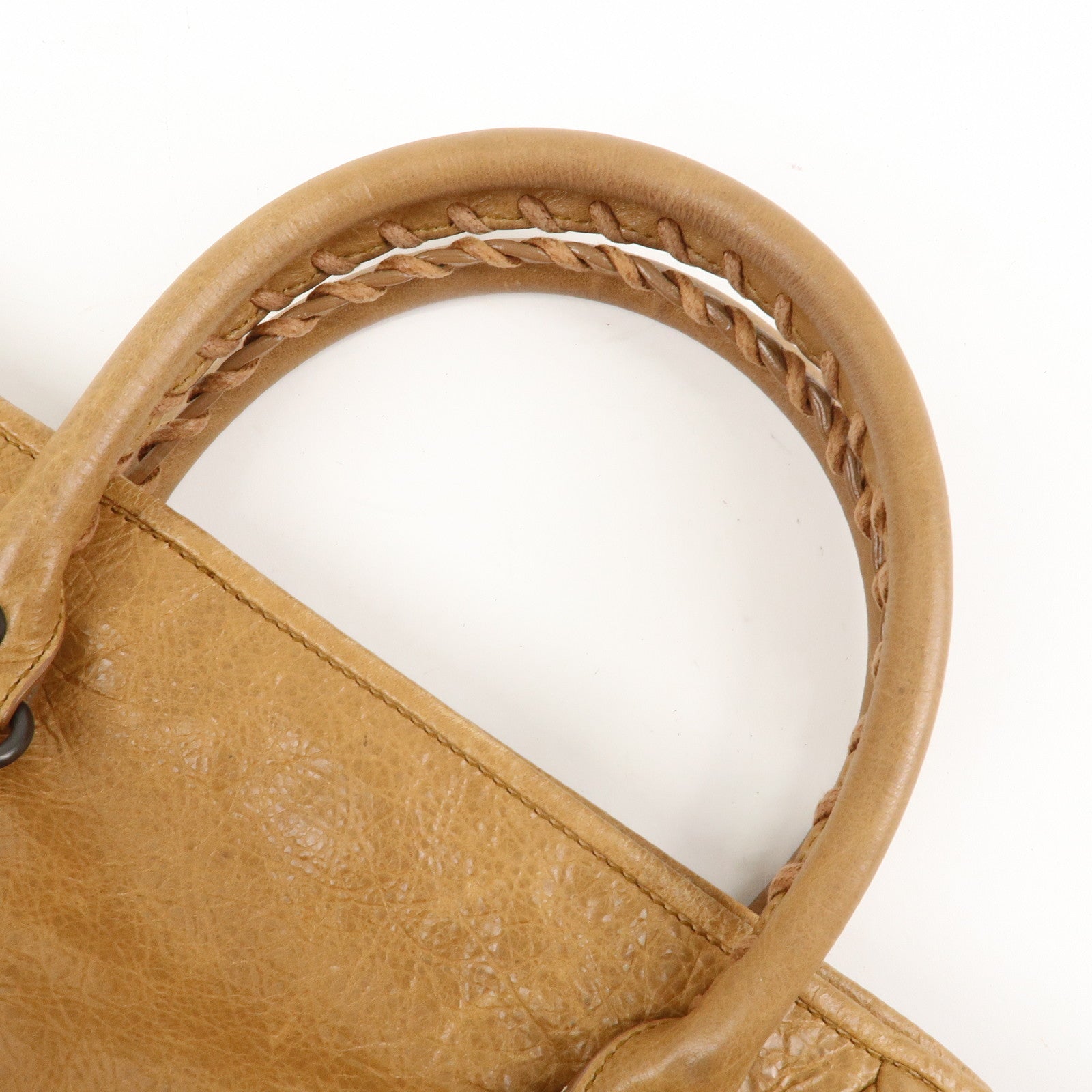 BALENCIAGA The Sunday Leather Tote Bag Hand Bag Brown 228750 Used