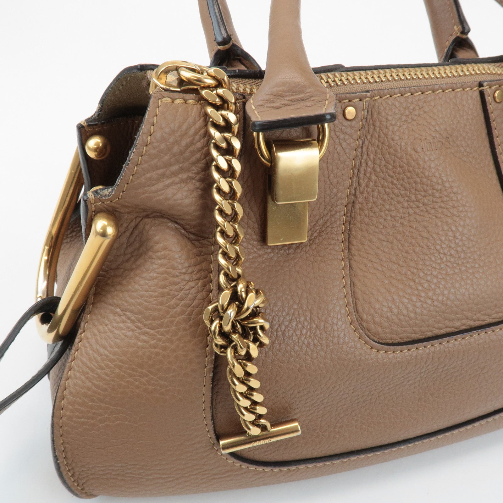 Chloe Hayley Leather 2WAY Bag Hand Bang Shoulder Bag Brown