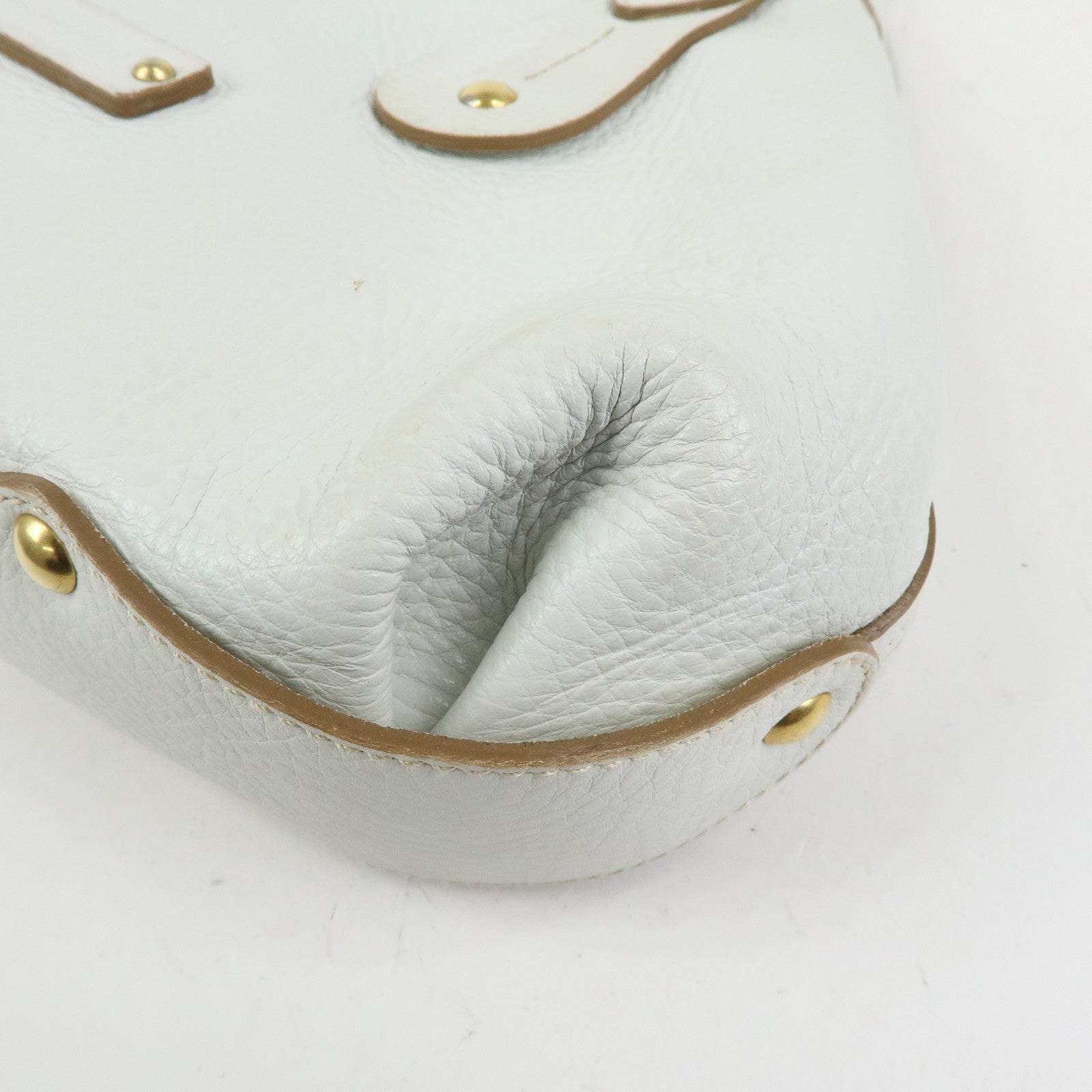 Ferragamo Logo Leather Tote Bag Hand Bag Shoulder Bag White