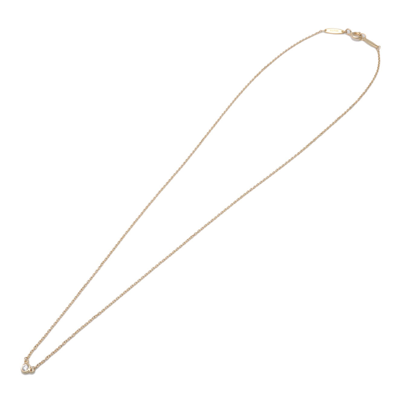 Tiffany & Co By The Yard 1P Diamond Necklace K18 750YG Yellow Gold