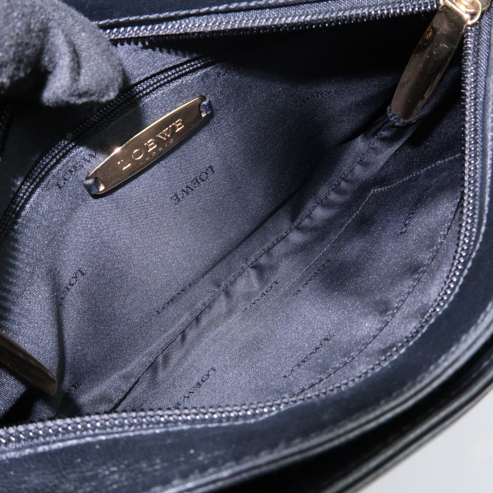 LOEWE Anagram Logo Nappa Leather Chain Shoulder Bag Hand Bag Black