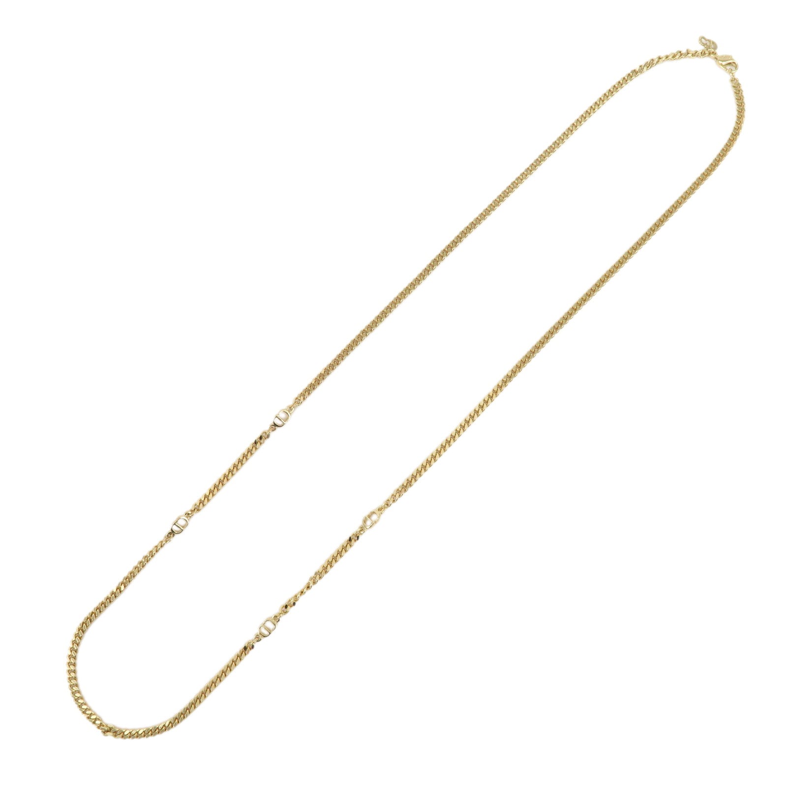 Christian Dior CD Logo Metal Necklace Gold