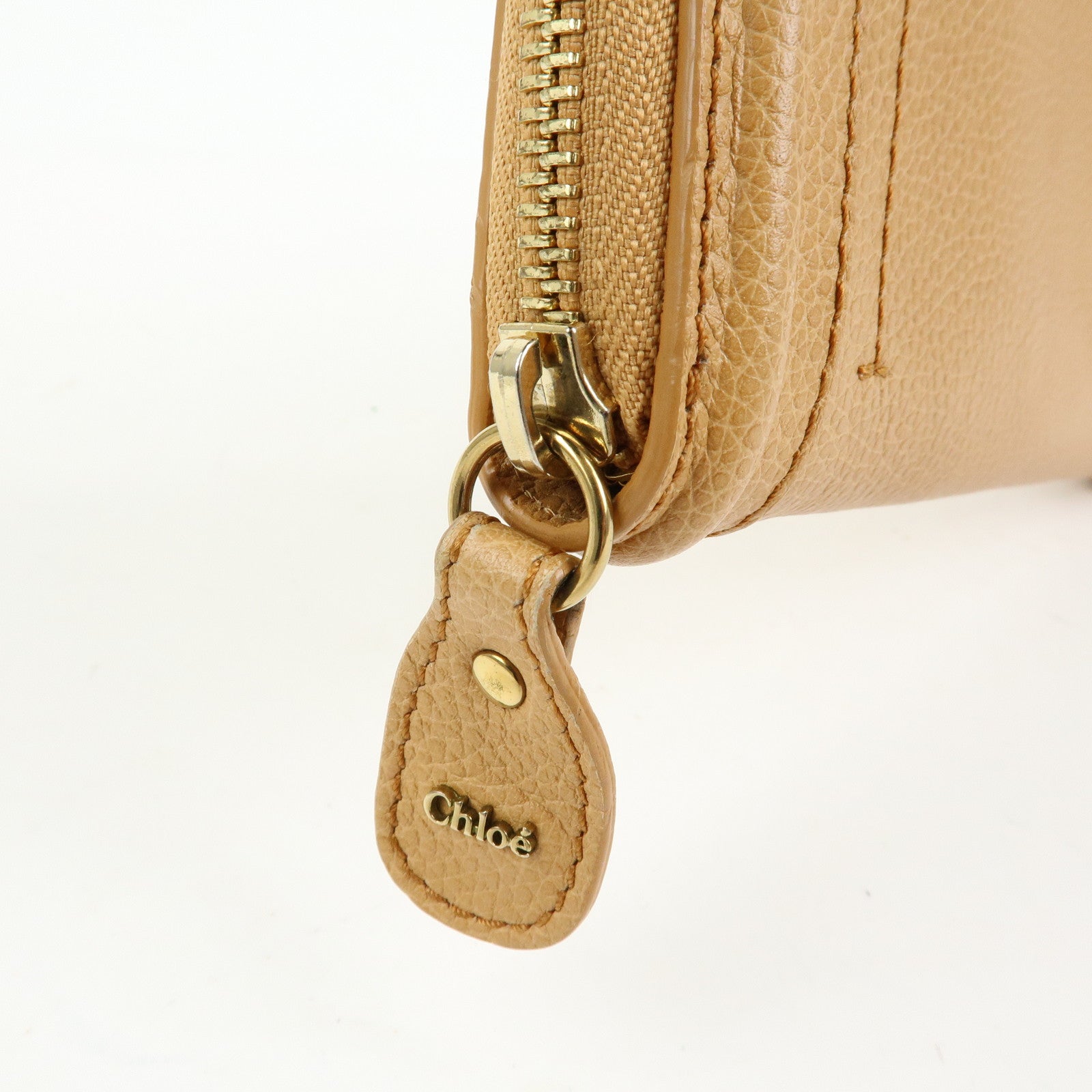 Chloe Paraty Leather Round Zippy Long Wallet Light Brown