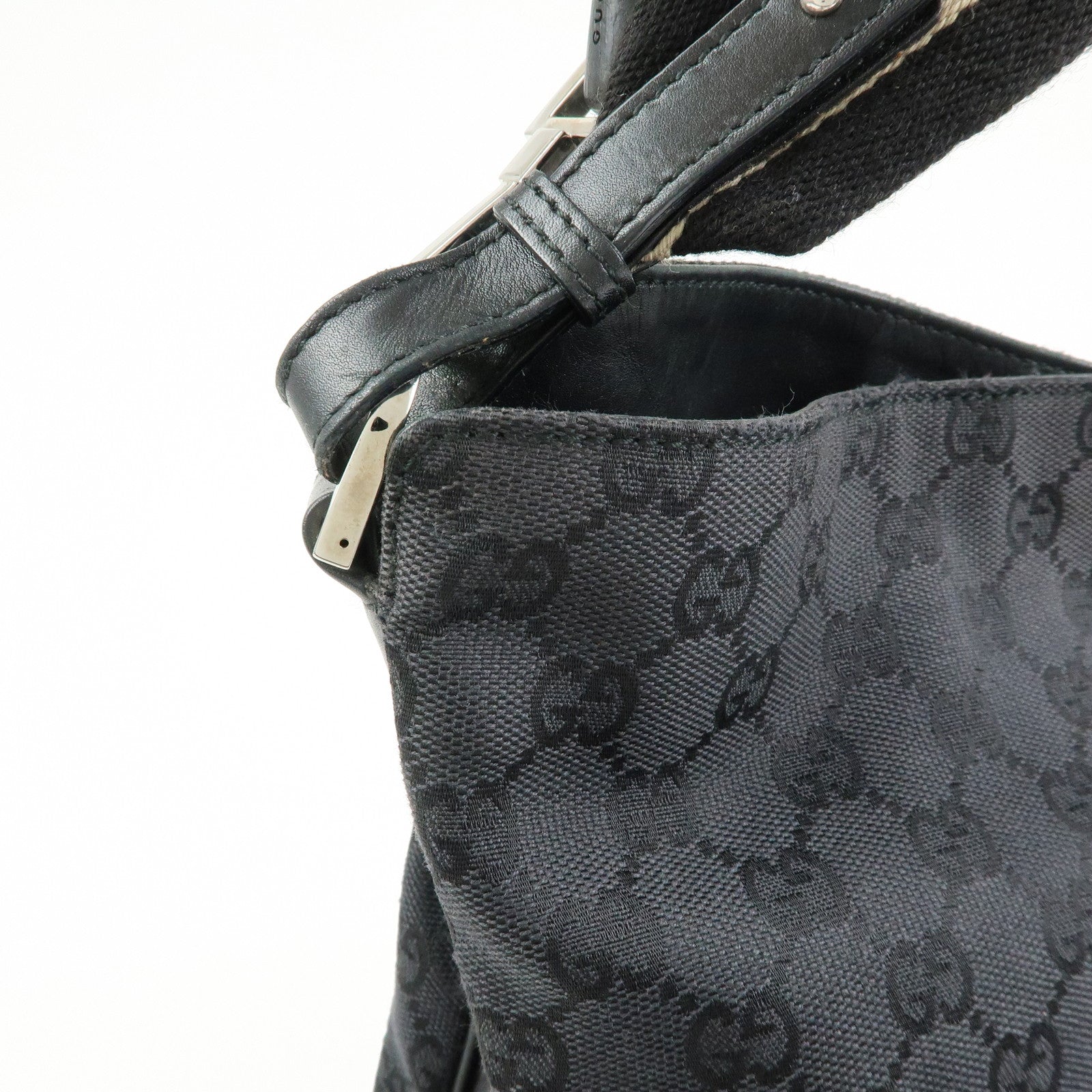 GUCCI Bamboo Sherry GG Canvas 2Way Bag Shoulder Bag Black 001・4058