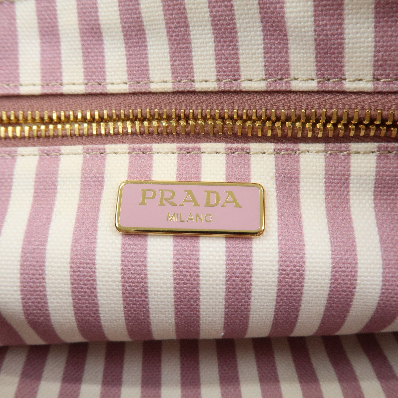 PRADA Logo Canapa Canvas Cosmetic Pouch Makeup Bag Pink 1NA693