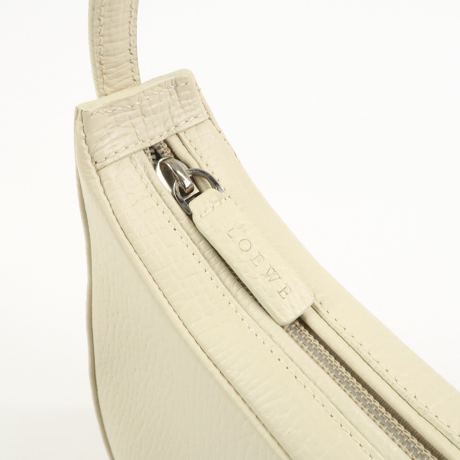 LOEWE Leather Shoulder Bag Hand Bag Ivory