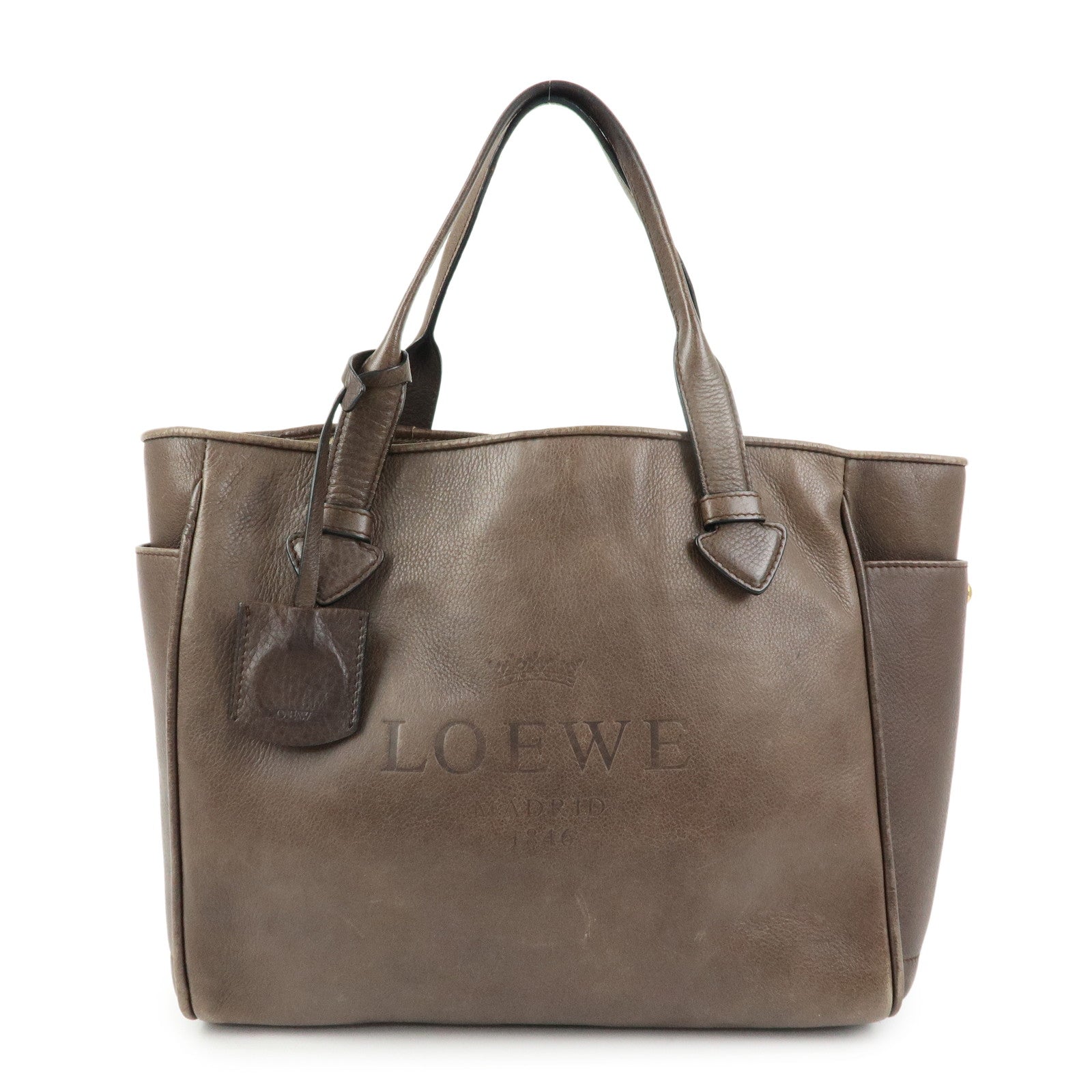 LOEWE MADRID1846 Leather Tote Bag Hand Bag Brown